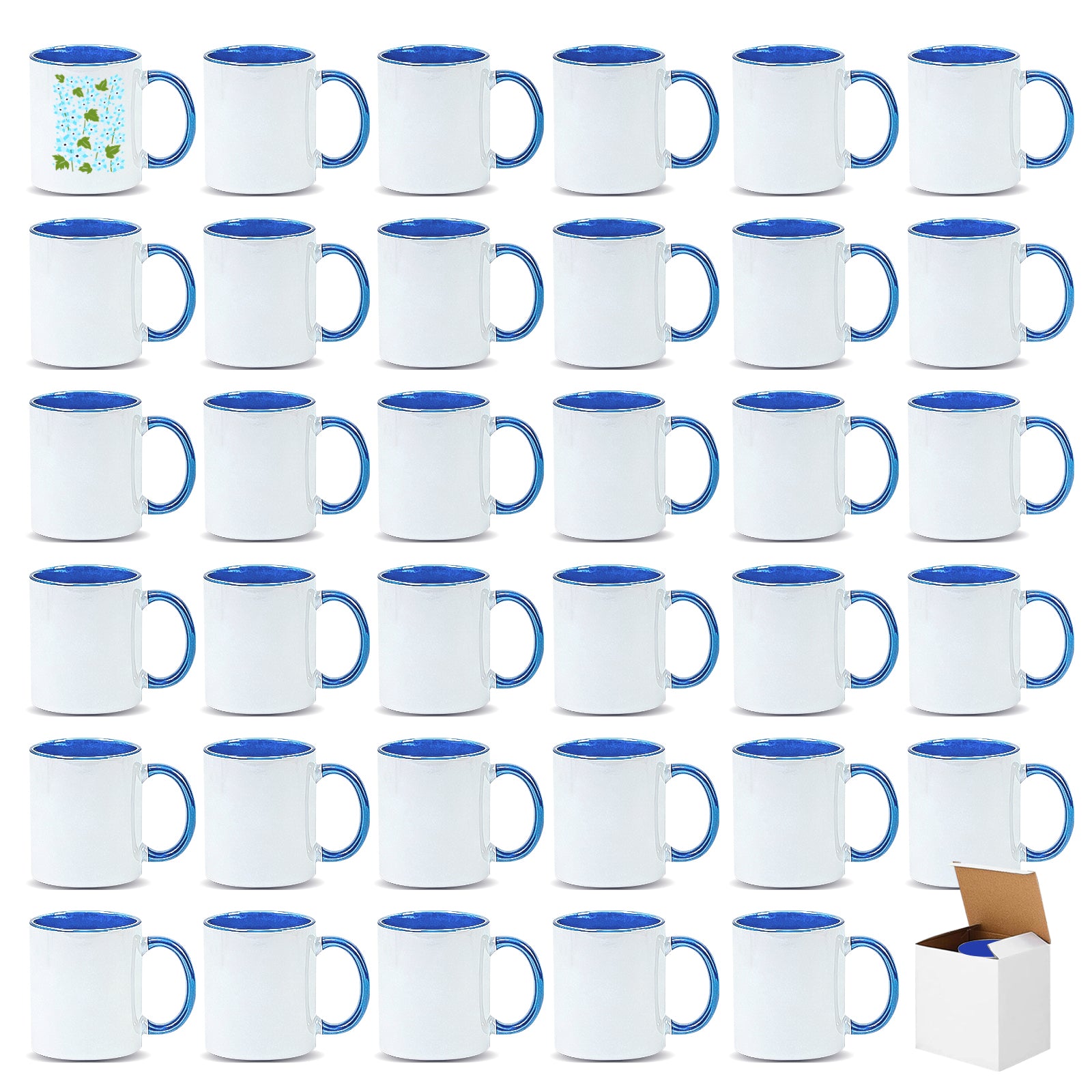 11oz Two-Tone Sublimation Mug Blanks with Colored Handle & Inner (Individual Box)