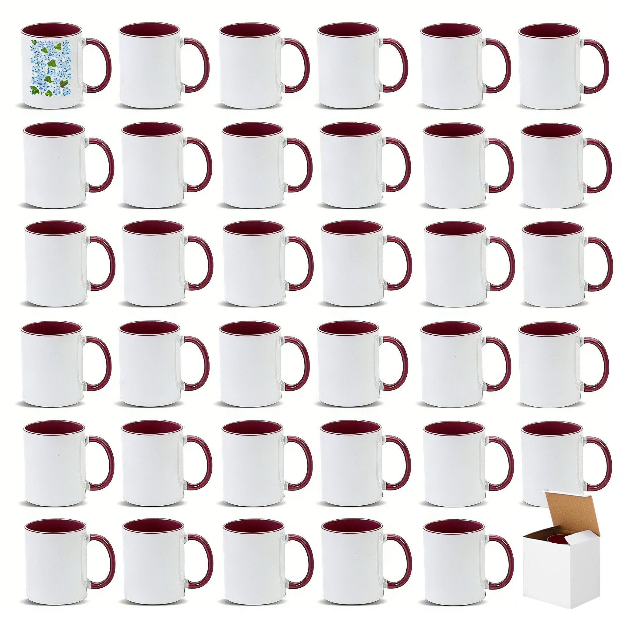 11oz Two-Tone Sublimation Mug Blanks with Colored Handle & Inner (Individual Box)