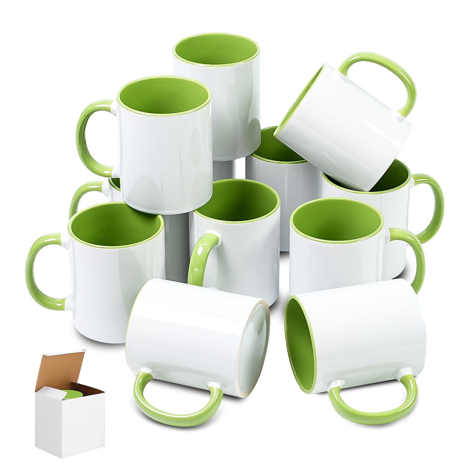 11oz Two-Tone Sublimation Mug Blanks with Colored Handle & Inner (Individual Box)