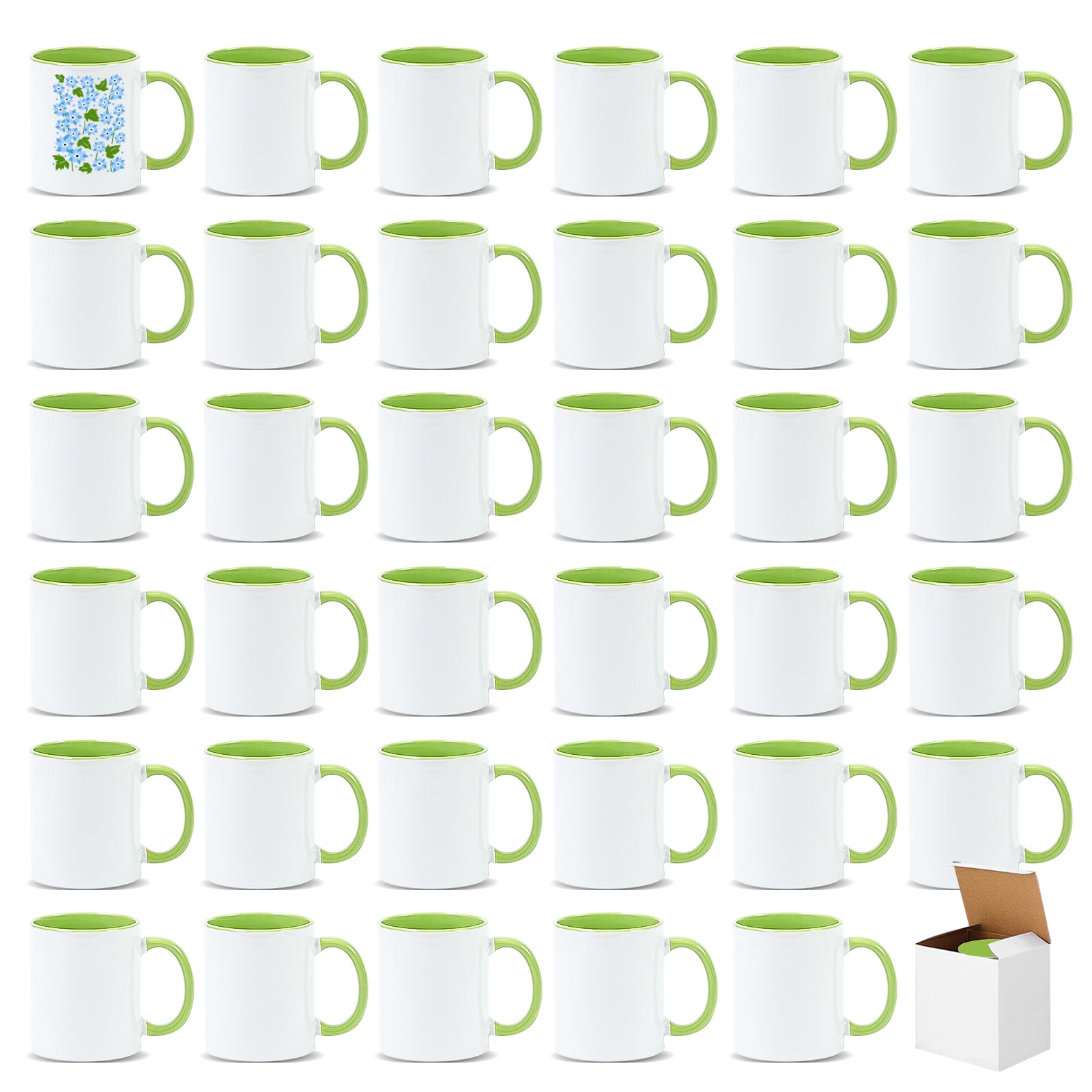 11oz Two-Tone Sublimation Mug Blanks with Colored Handle & Inner (Individual Box)