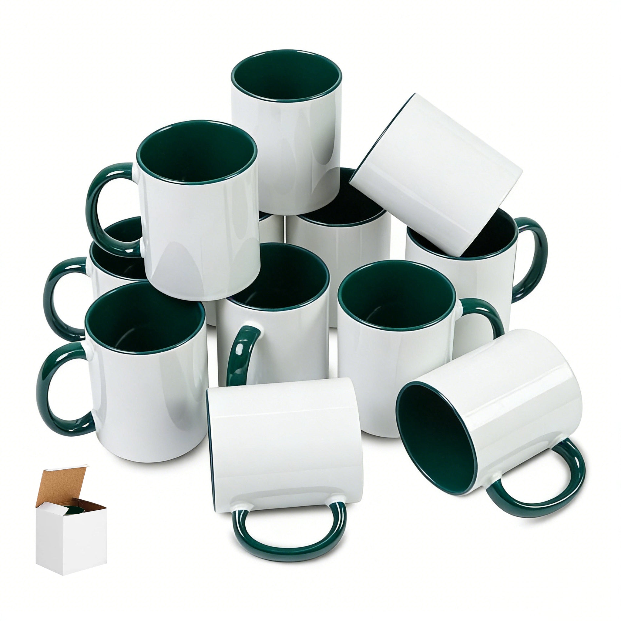 11oz Two-Tone Sublimation Mug Blanks with Colored Handle & Inner (Individual Box)