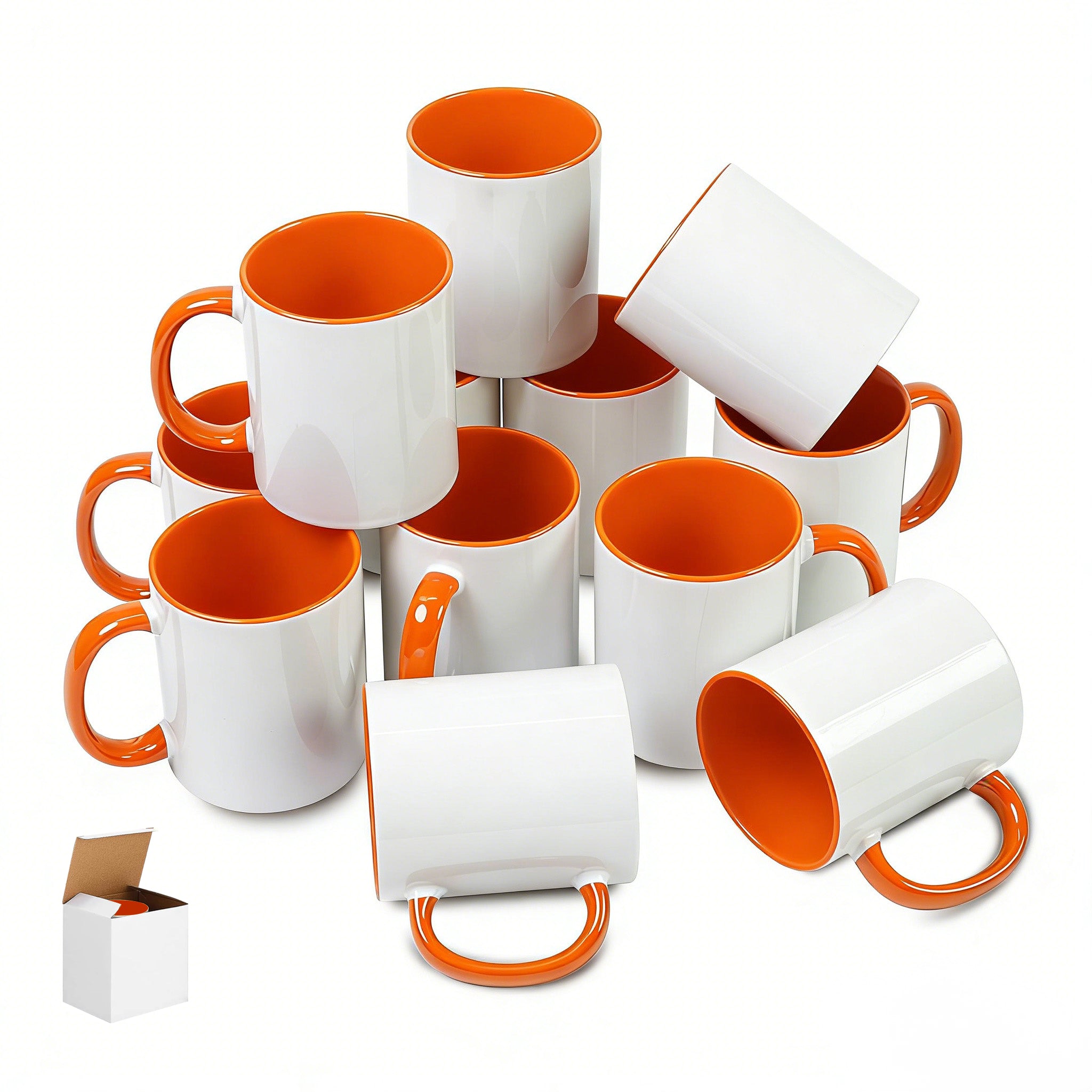 11oz Two-Tone Sublimation Mug Blanks with Colored Handle & Inner (Individual Box)