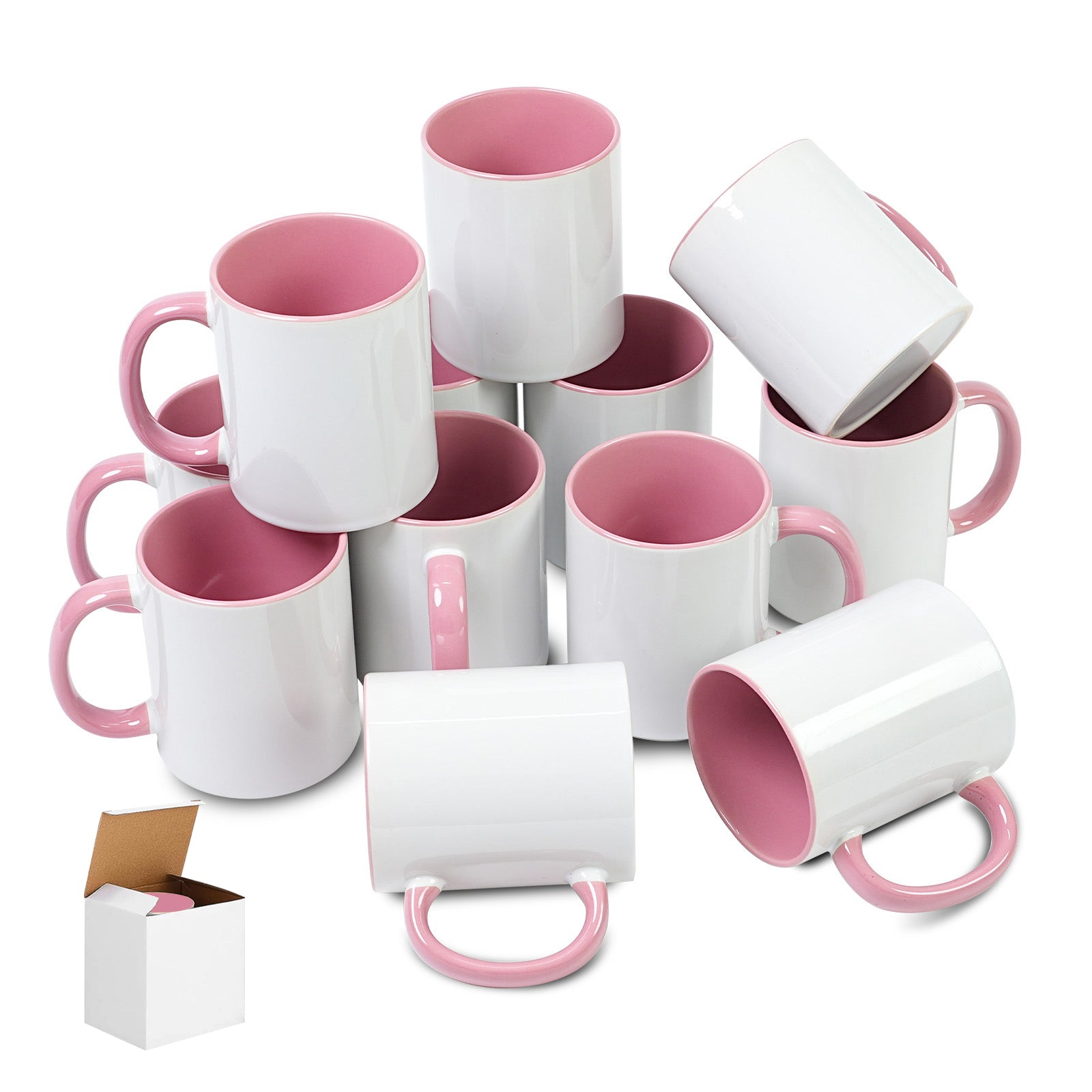 11oz Two-Tone Sublimation Mug Blanks with Colored Handle & Inner (Individual Box)