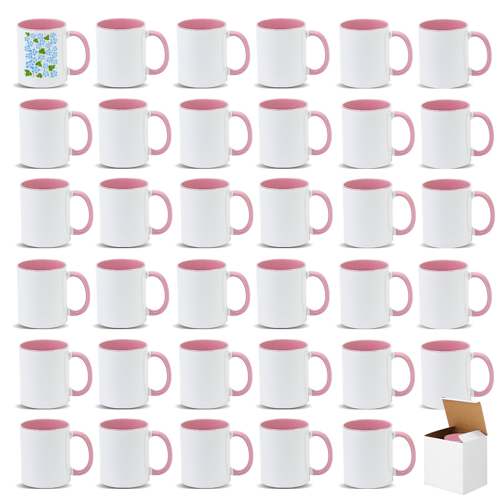 11oz Two-Tone Sublimation Mug Blanks with Colored Handle & Inner (Individual Box)