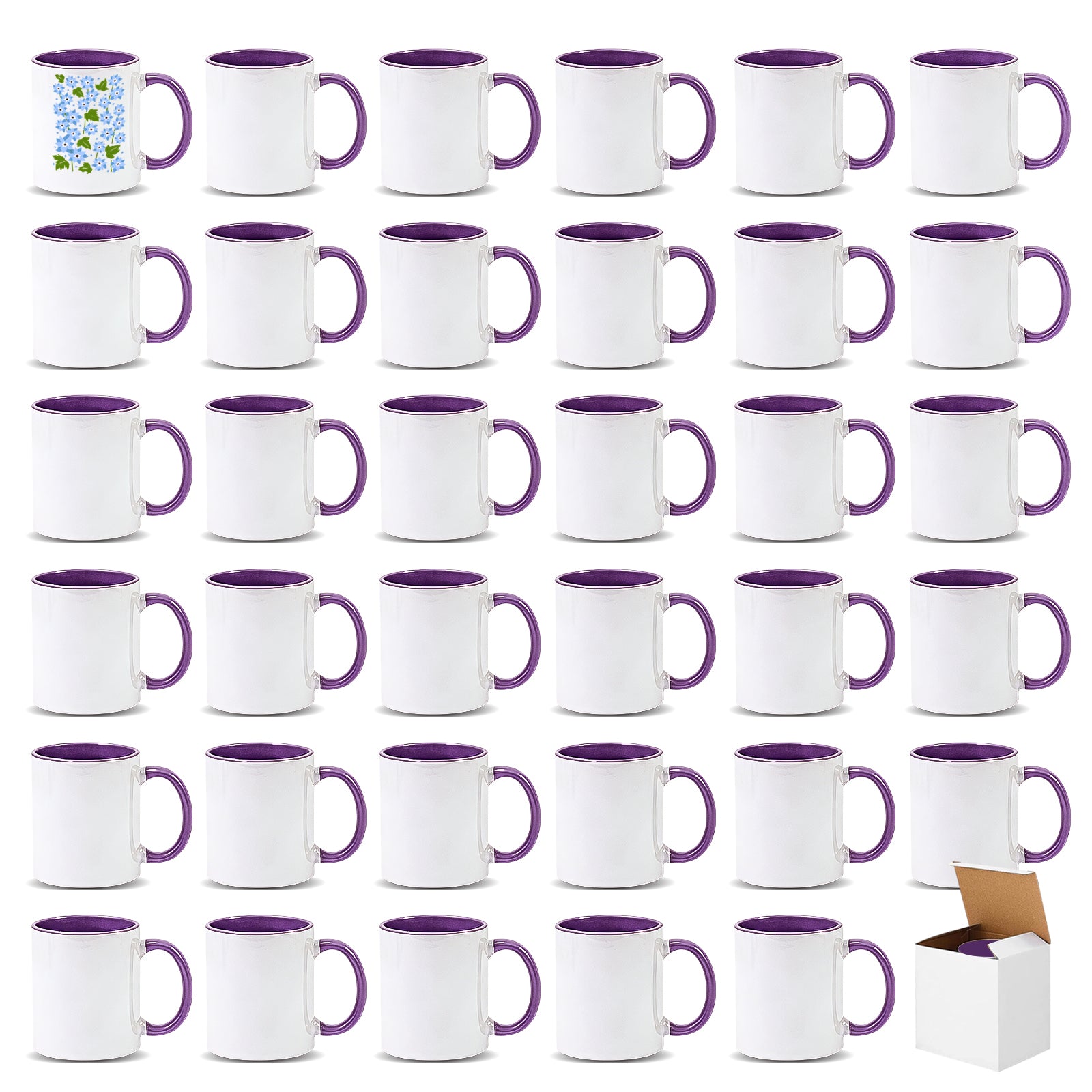 11oz Two-Tone Sublimation Mug Blanks with Colored Handle & Inner (Individual Box)