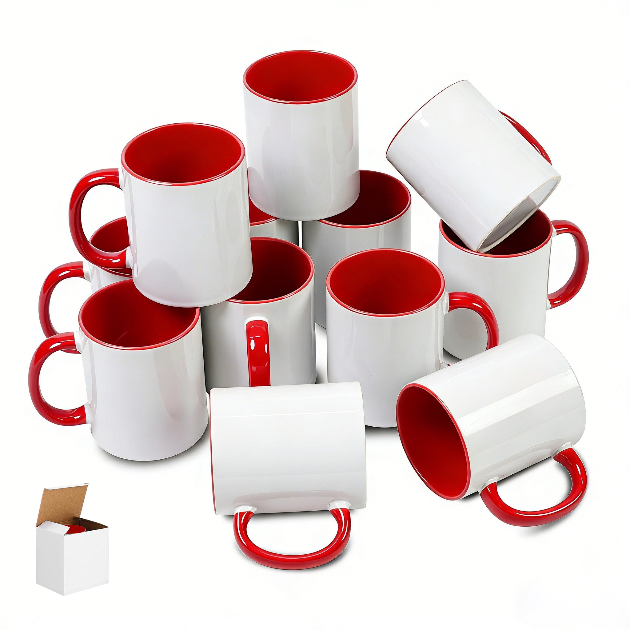 11oz Two-Tone Sublimation Mug Blanks with Colored Handle & Inner (Individual Box)
