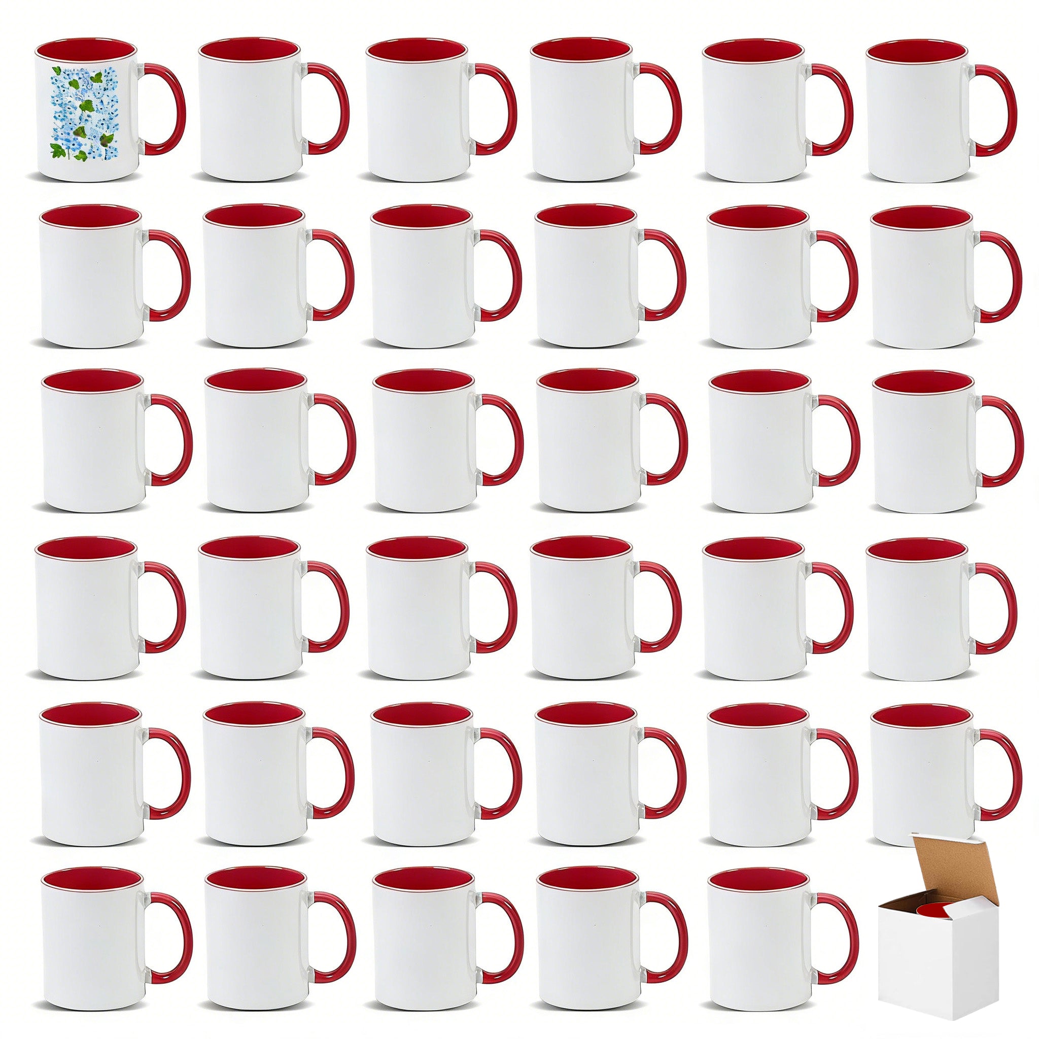 11oz Two-Tone Sublimation Mug Blanks with Colored Handle & Inner (Individual Box)