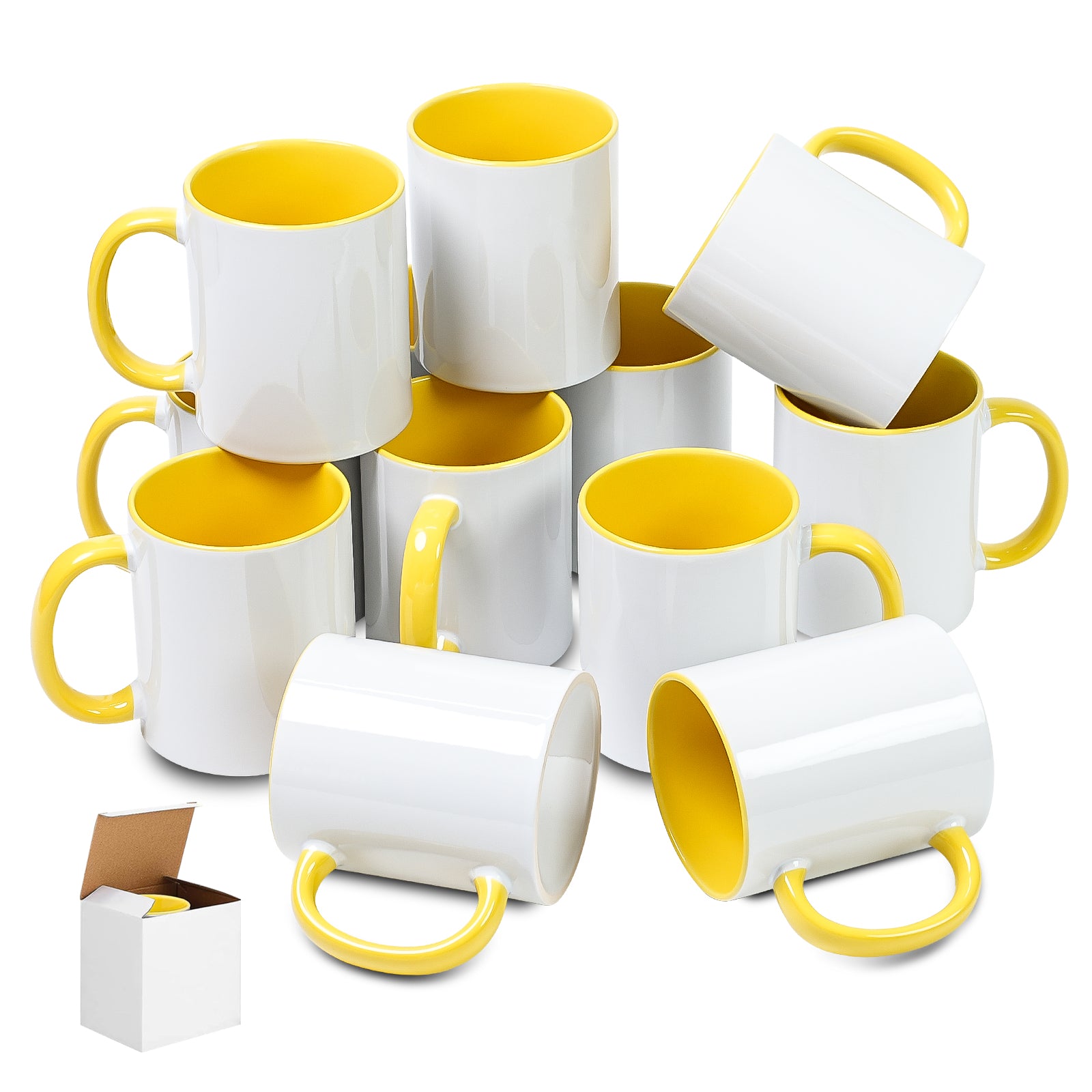 11oz Two-Tone Sublimation Mug Blanks with Colored Handle & Inner (Individual Box)