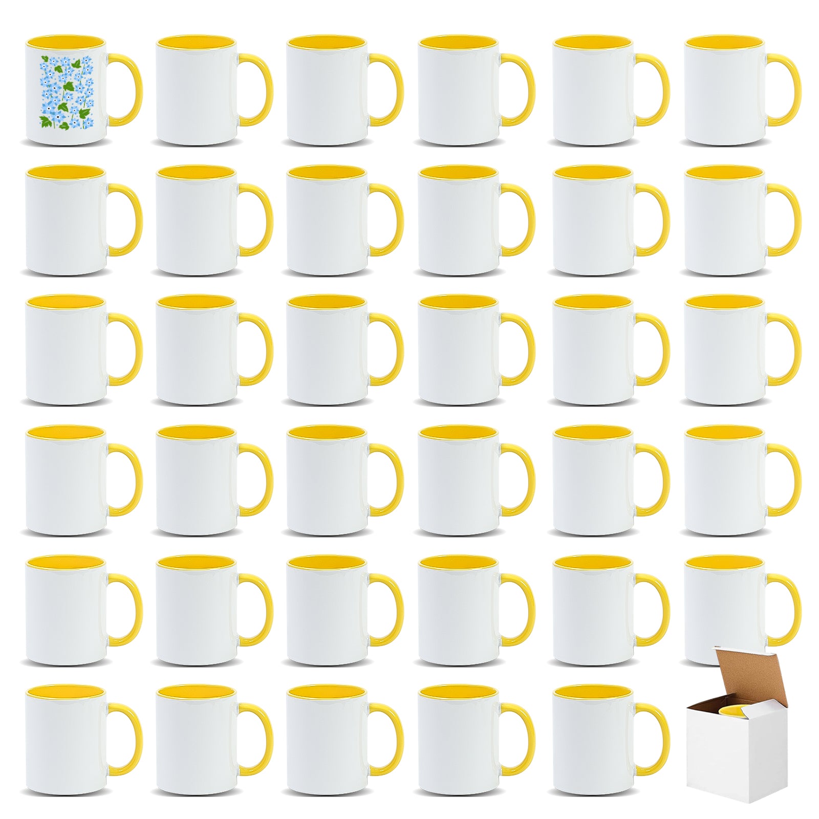 11oz Two-Tone Sublimation Mug Blanks with Colored Handle & Inner (Individual Box)