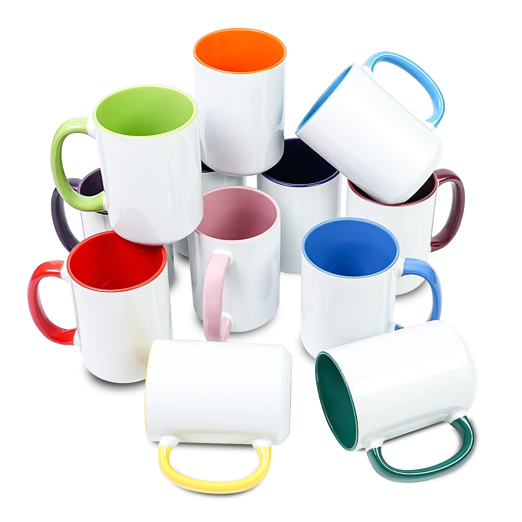15oz Two-Tone Sublimation Mug Blanks with Colored Handle & Inner (Individual Box)