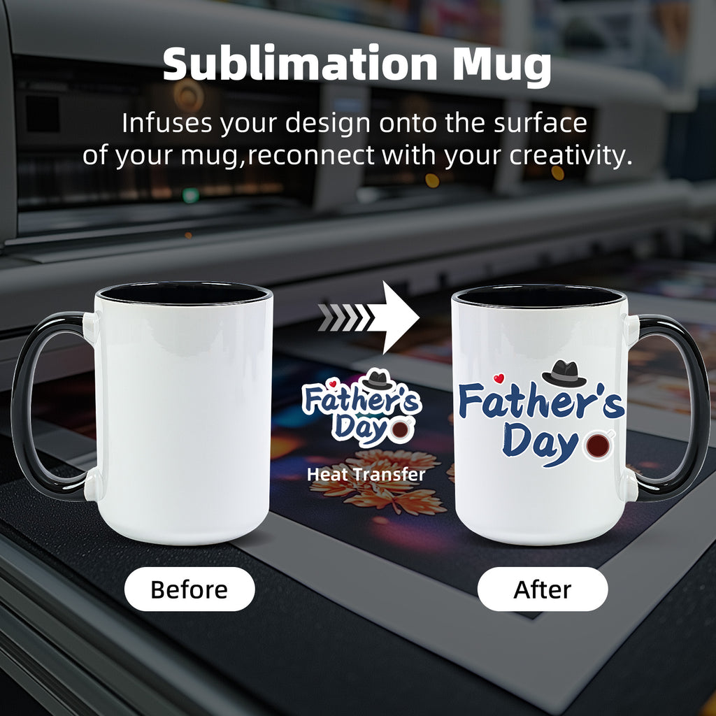 15oz Two-Tone Sublimation Mug Blanks with Colored Handle & Inner (Individual Box)