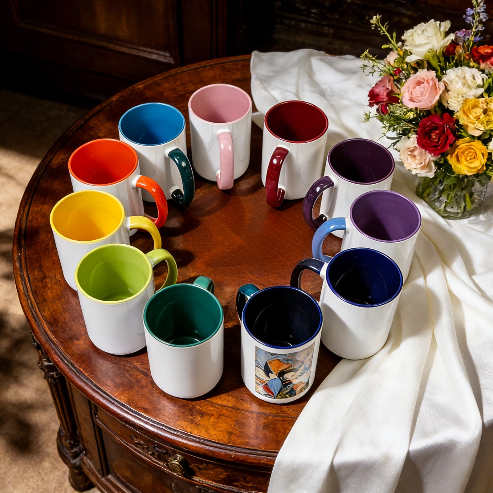 15oz Two-Tone Sublimation Mug Blanks with Colored Handle & Inner (Individual Box)