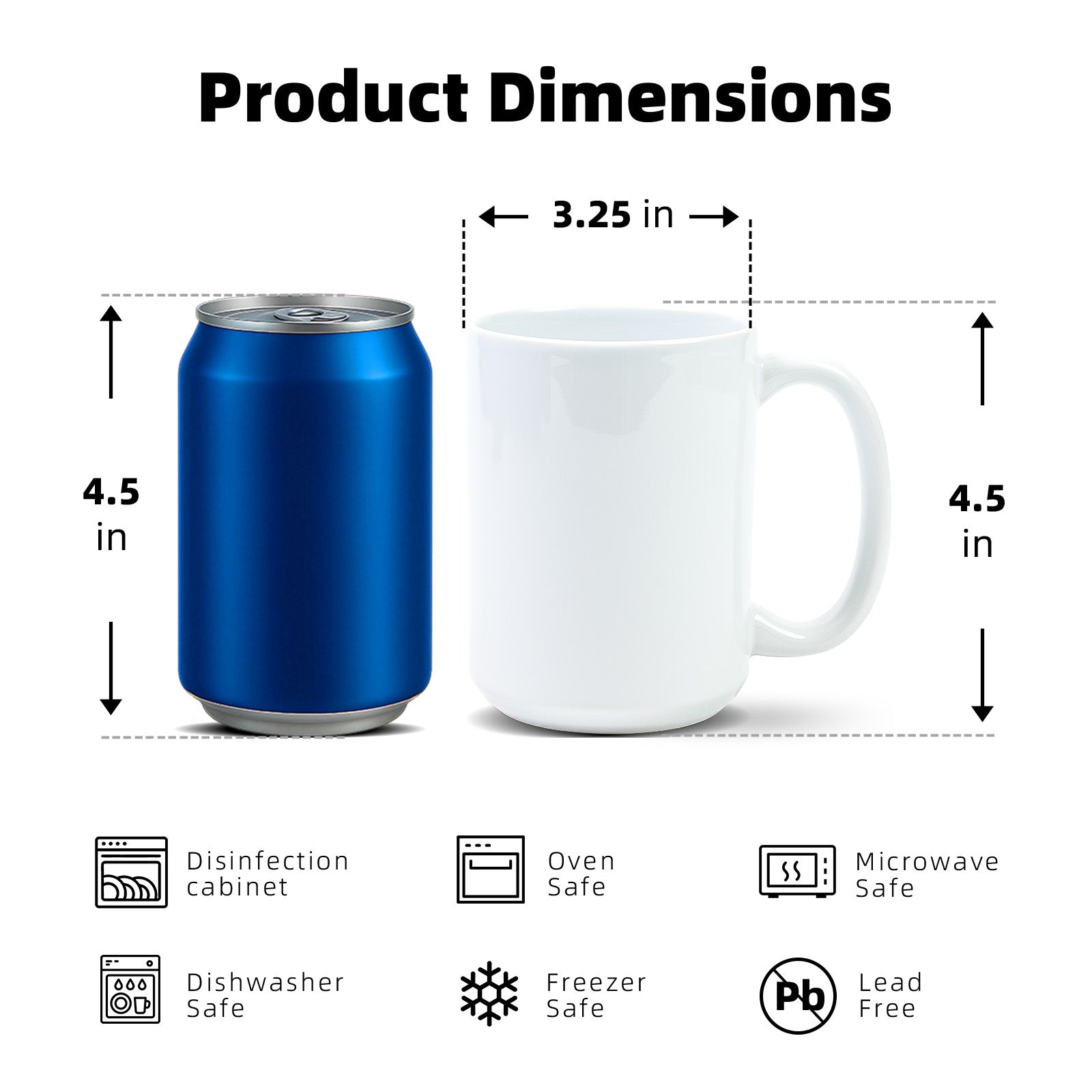 15oz Premium White Sublimation Mug Blanks with Individual Gift Box