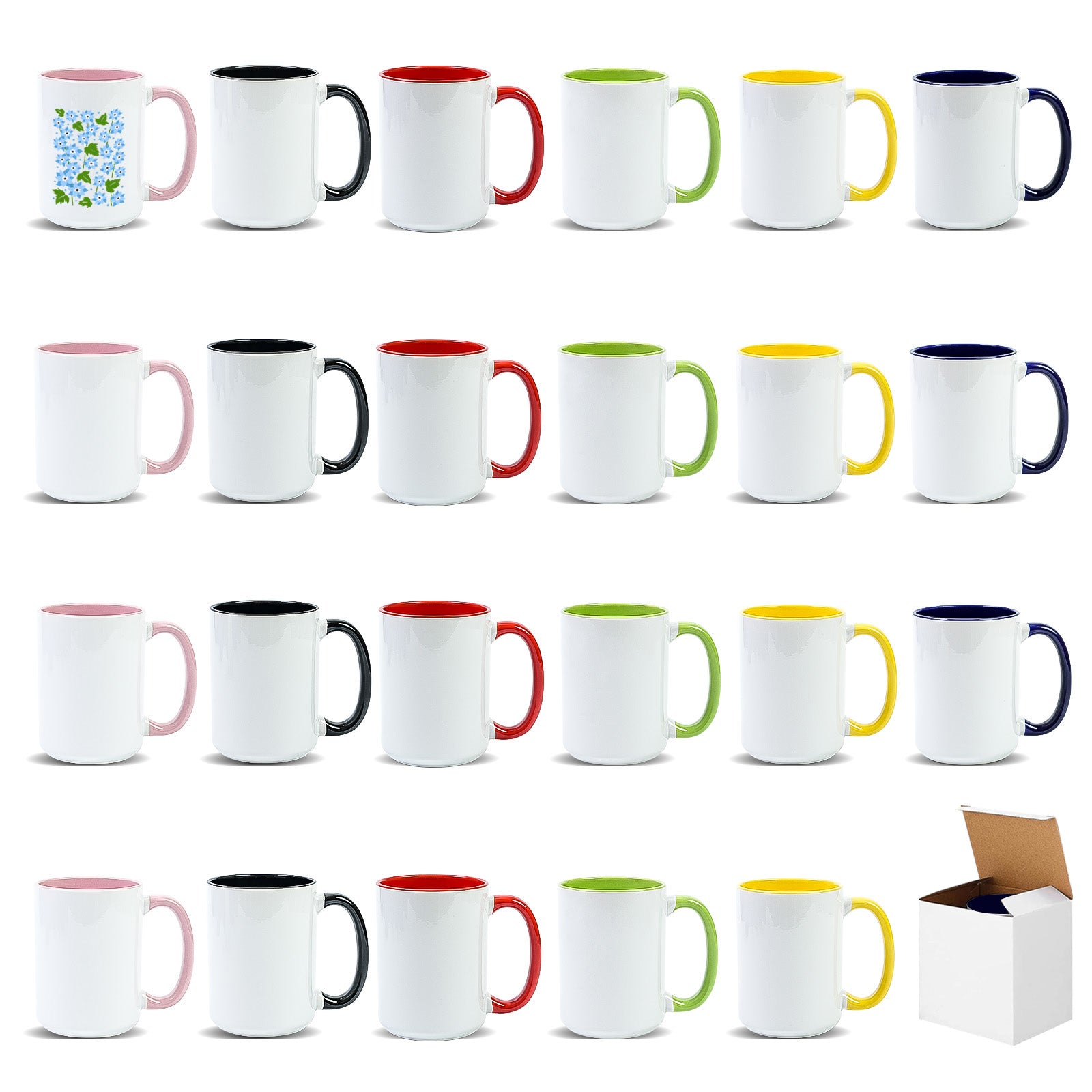 15oz Two-Tone Sublimation Mug Blanks with Colored Handle & Inner (Individual Box)