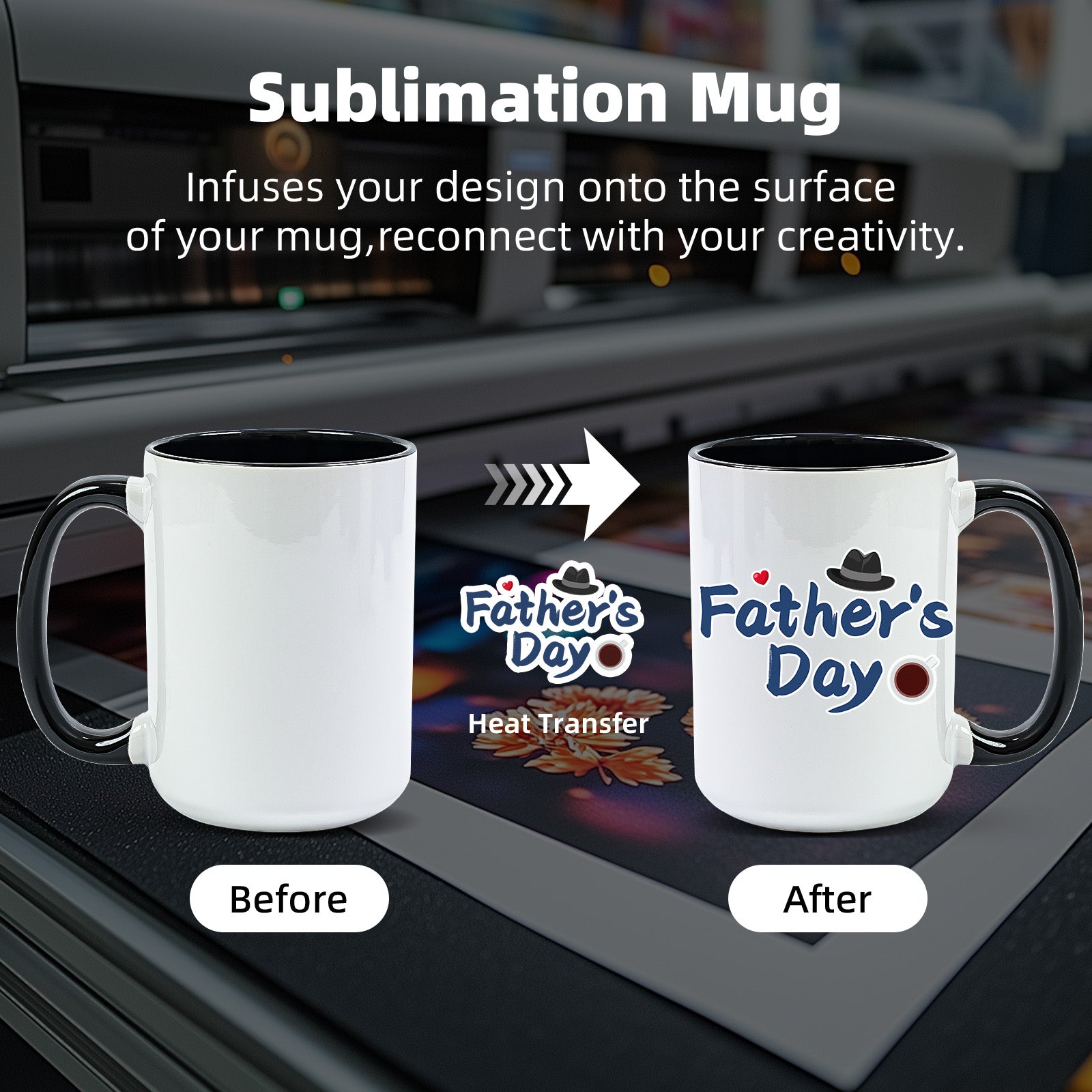15oz Two-Tone Sublimation Mug Blanks with Colored Handle & Inner (Individual Box)