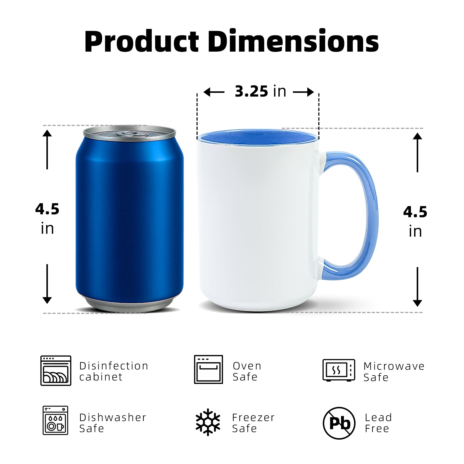 15oz Two-Tone Sublimation Mug Blanks with Colored Handle & Inner (Individual Box)