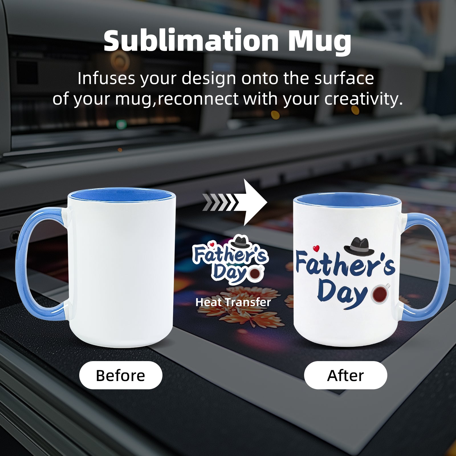 15oz Two-Tone Sublimation Mug Blanks with Colored Handle & Inner (Individual Box)