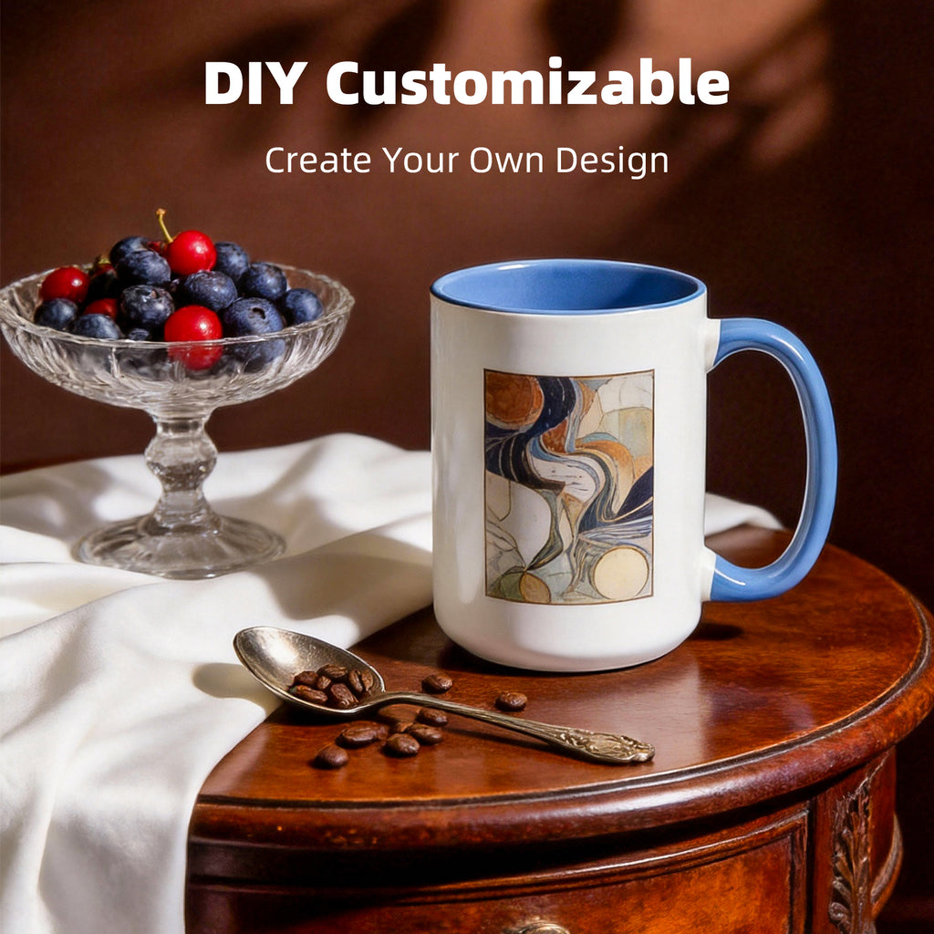 15oz Two-Tone Sublimation Mug Blanks with Colored Handle & Inner (Individual Box)