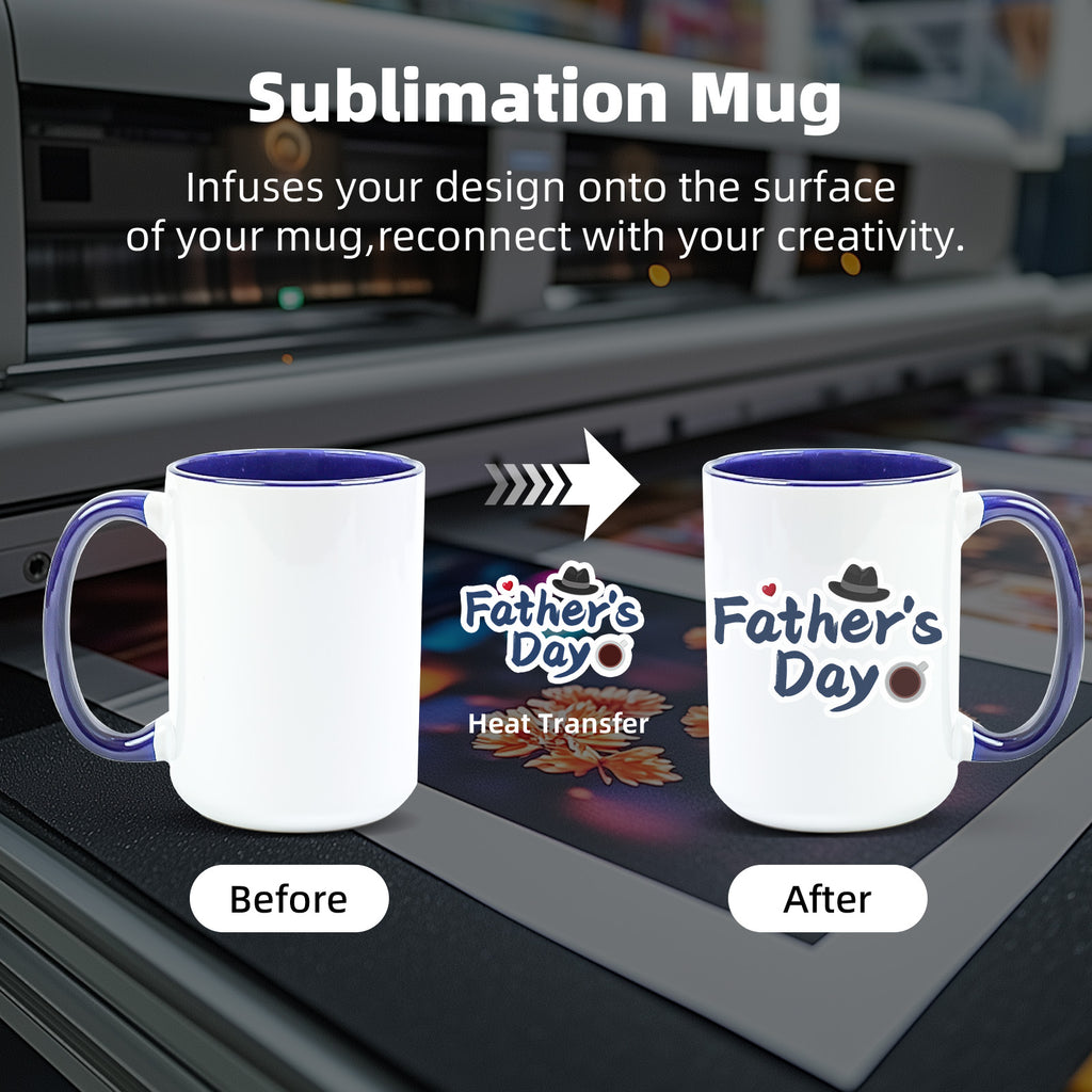 15oz Two-Tone Sublimation Mug Blanks with Colored Handle & Inner (Individual Box)