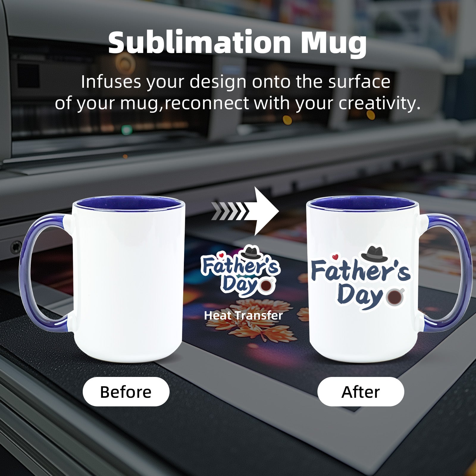 15oz Two-Tone Sublimation Mug Blanks with Colored Handle & Inner (Individual Box)