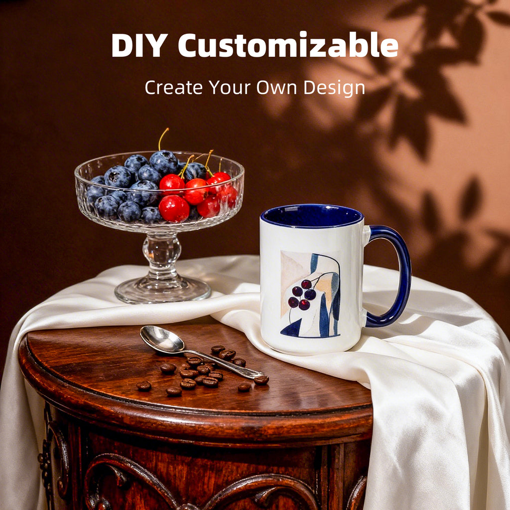 15oz Two-Tone Sublimation Mug Blanks with Colored Handle & Inner (Individual Box)