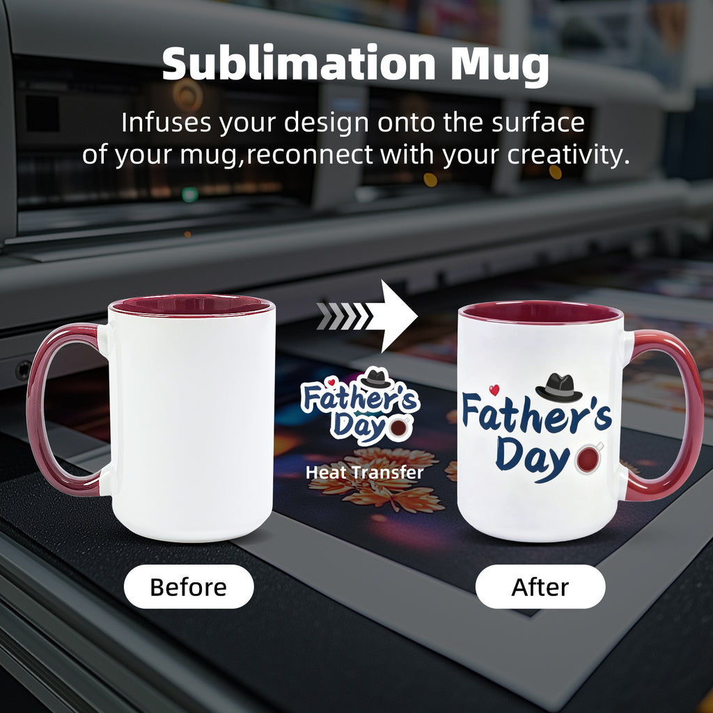 15oz Two-Tone Sublimation Mug Blanks with Colored Handle & Inner (Individual Box)
