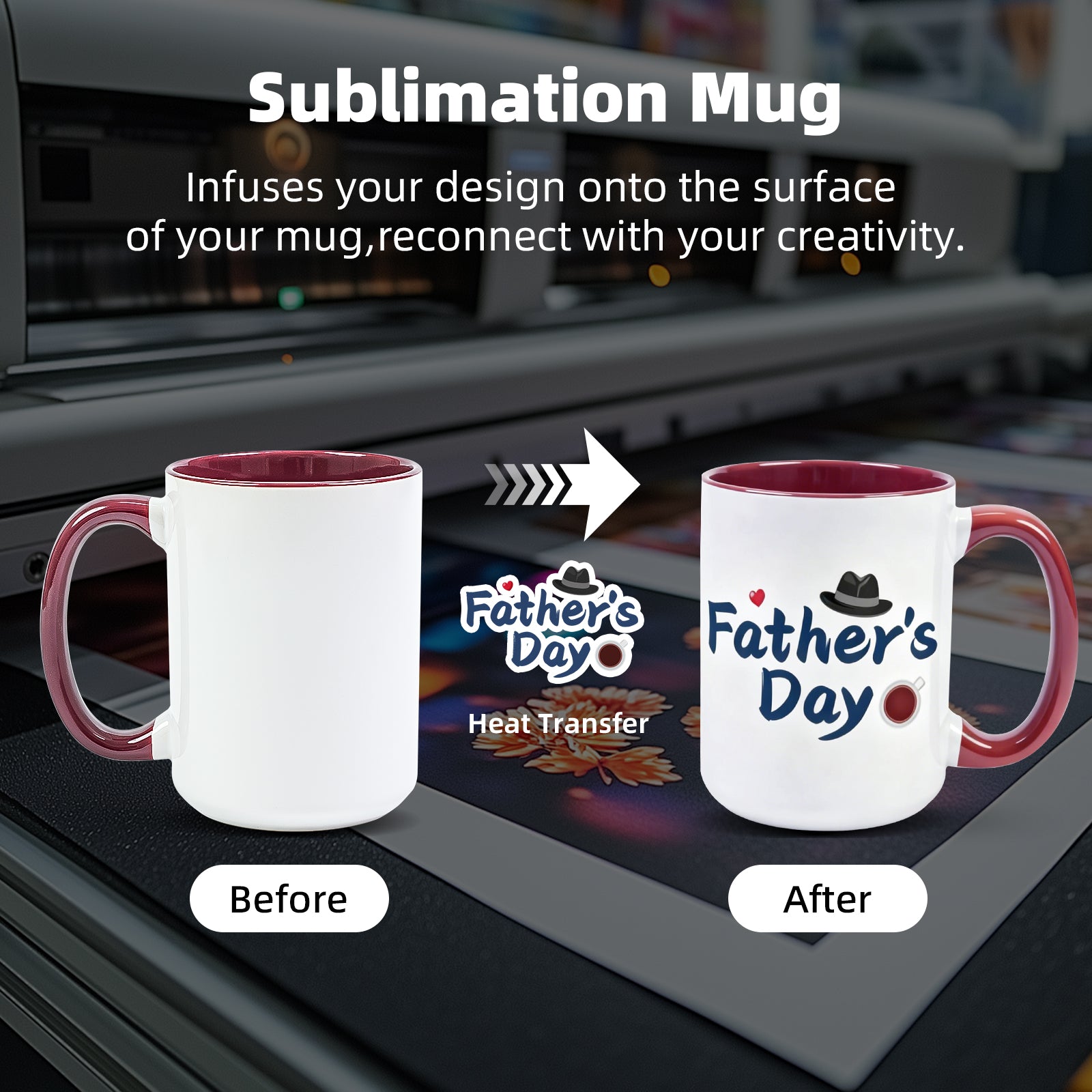 15oz Two-Tone Sublimation Mug Blanks with Colored Handle & Inner (Individual Box)