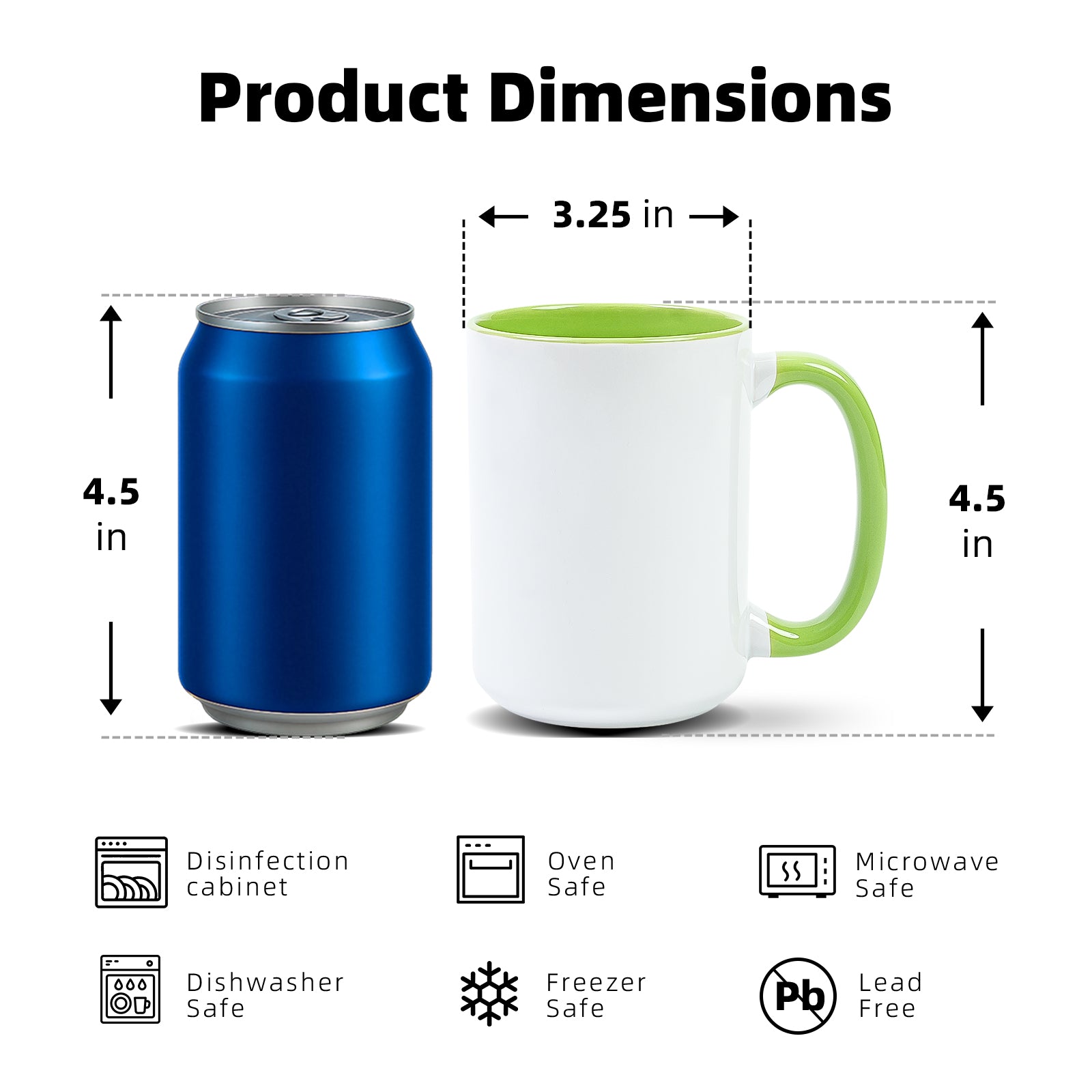 15oz Two-Tone Sublimation Mug Blanks with Colored Handle & Inner (Individual Box)