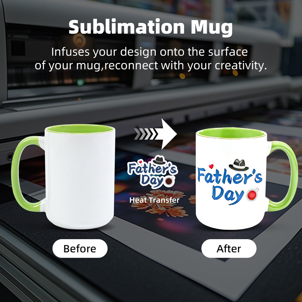 15oz Two-Tone Sublimation Mug Blanks with Colored Handle & Inner (Individual Box)