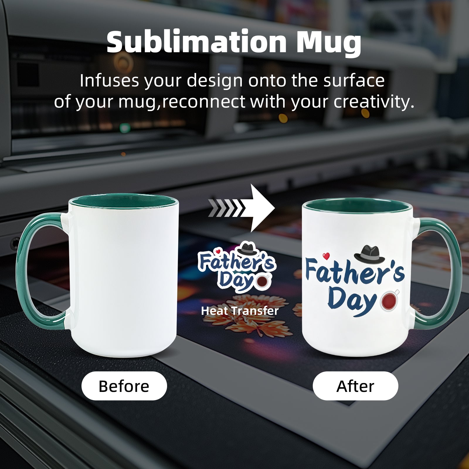 15oz Two-Tone Sublimation Mug Blanks with Colored Handle & Inner (Individual Box)