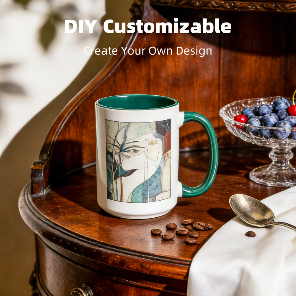 15oz Two-Tone Sublimation Mug Blanks with Colored Handle & Inner (Individual Box)