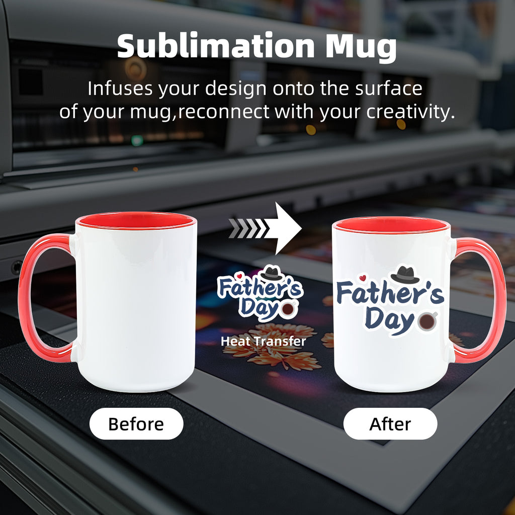 15oz Two-Tone Sublimation Mug Blanks with Colored Handle & Inner (Individual Box)