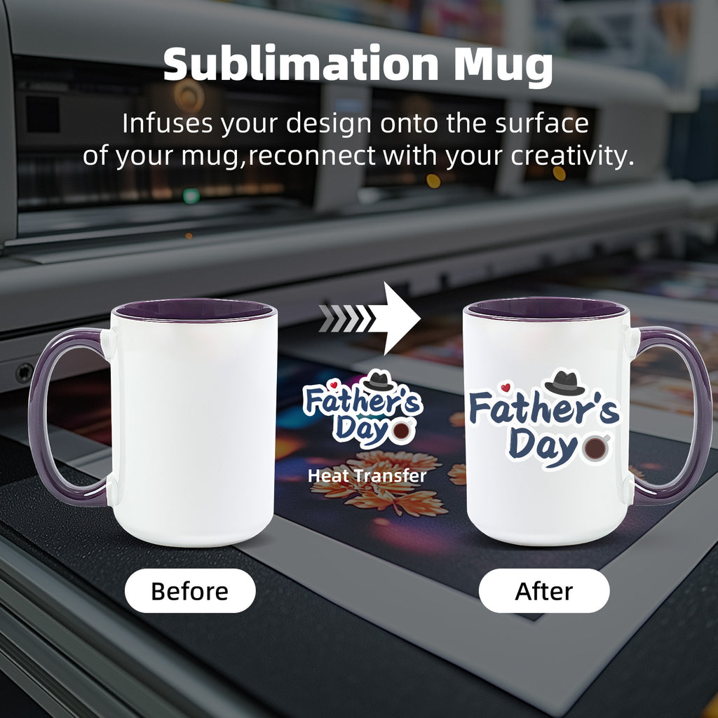 15oz Two-Tone Sublimation Mug Blanks with Colored Handle & Inner (Individual Box)