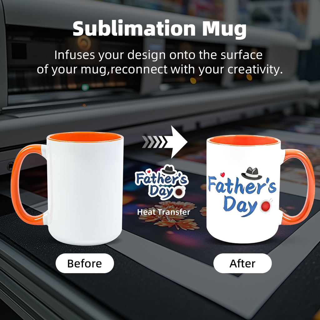15oz Two-Tone Sublimation Mug Blanks with Colored Handle & Inner (Individual Box)