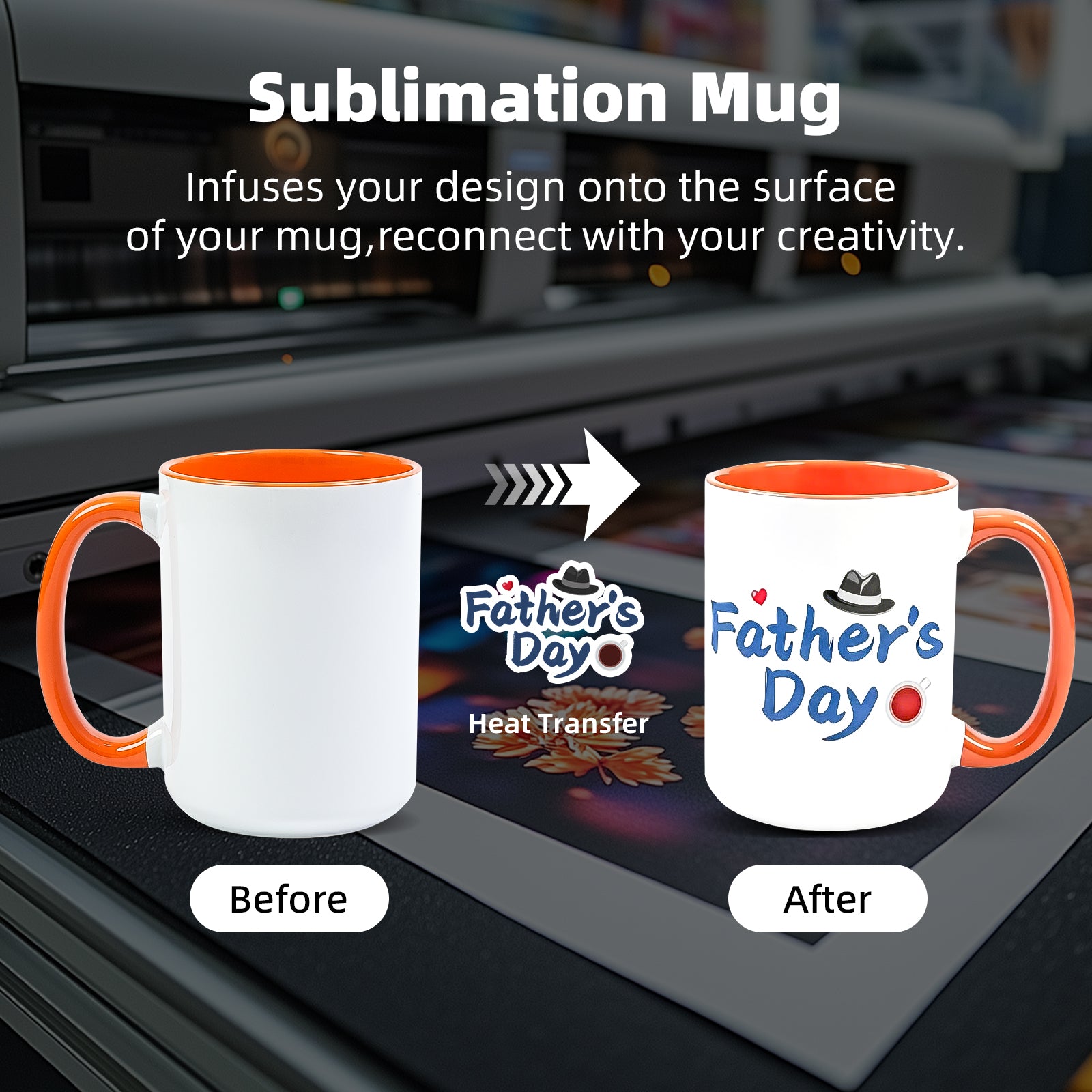 15oz Two-Tone Sublimation Mug Blanks with Colored Handle & Inner (Individual Box)