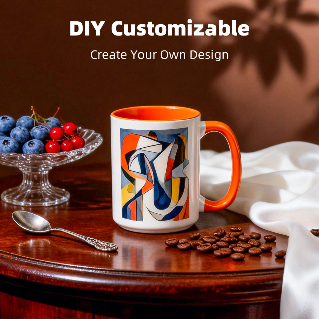 15oz Two-Tone Sublimation Mug Blanks with Colored Handle & Inner (Individual Box)