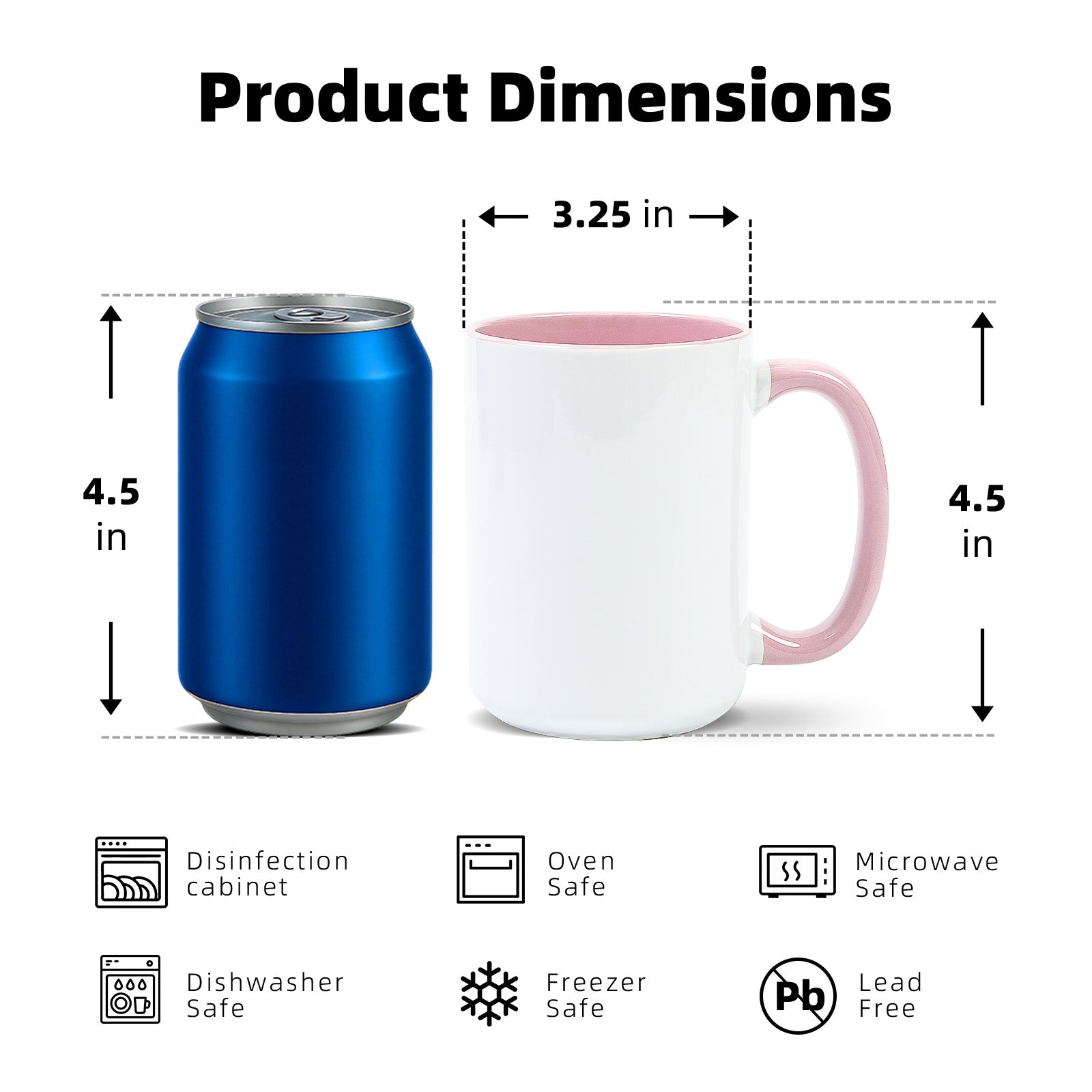 15oz Two-Tone Sublimation Mug Blanks with Colored Handle & Inner (Individual Box)