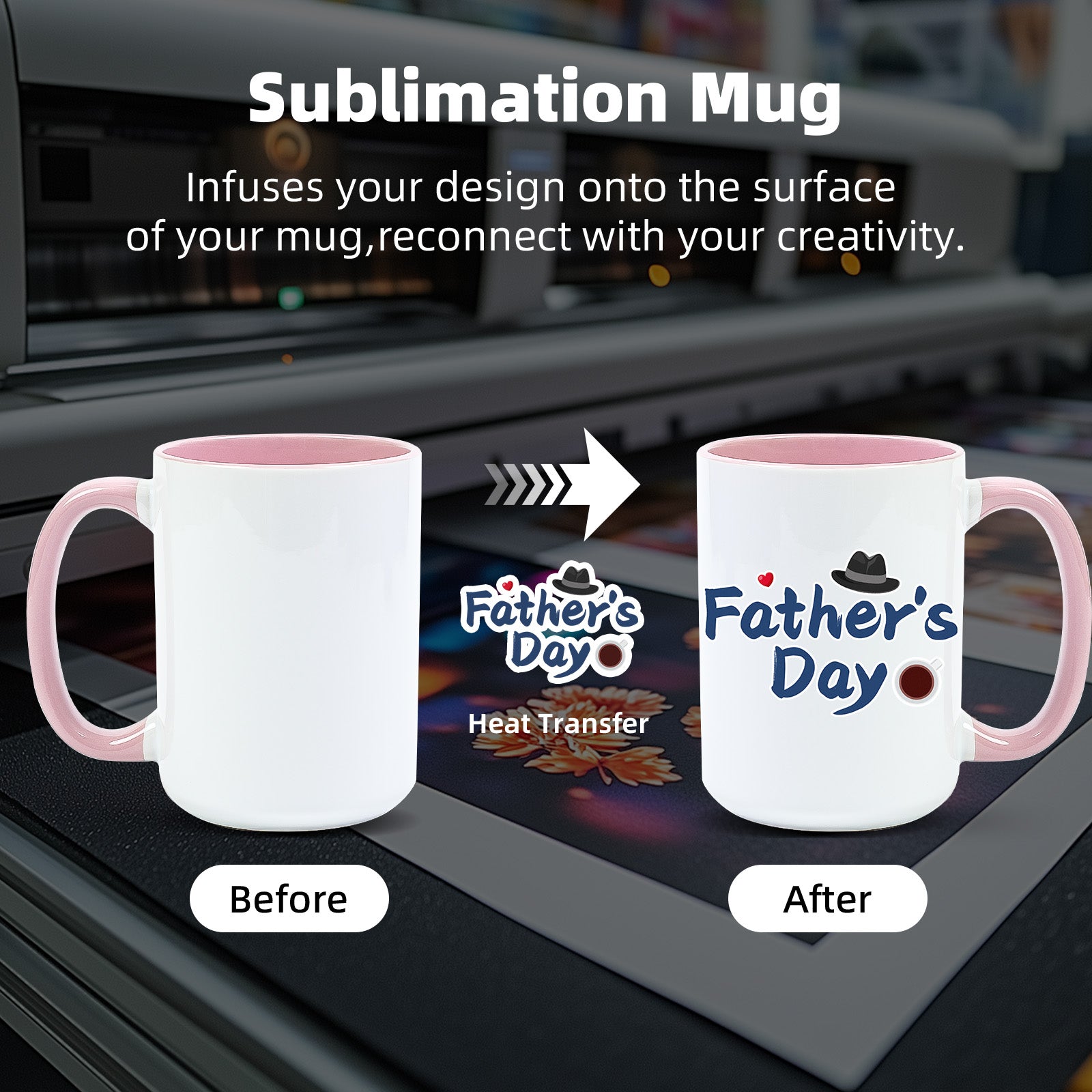 15oz Two-Tone Sublimation Mug Blanks with Colored Handle & Inner (Individual Box)
