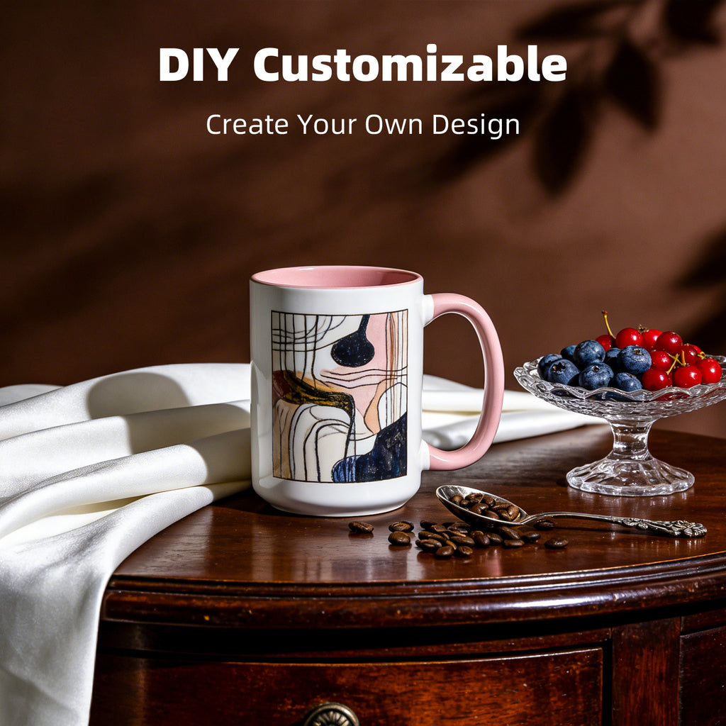 15oz Two-Tone Sublimation Mug Blanks with Colored Handle & Inner (Individual Box)