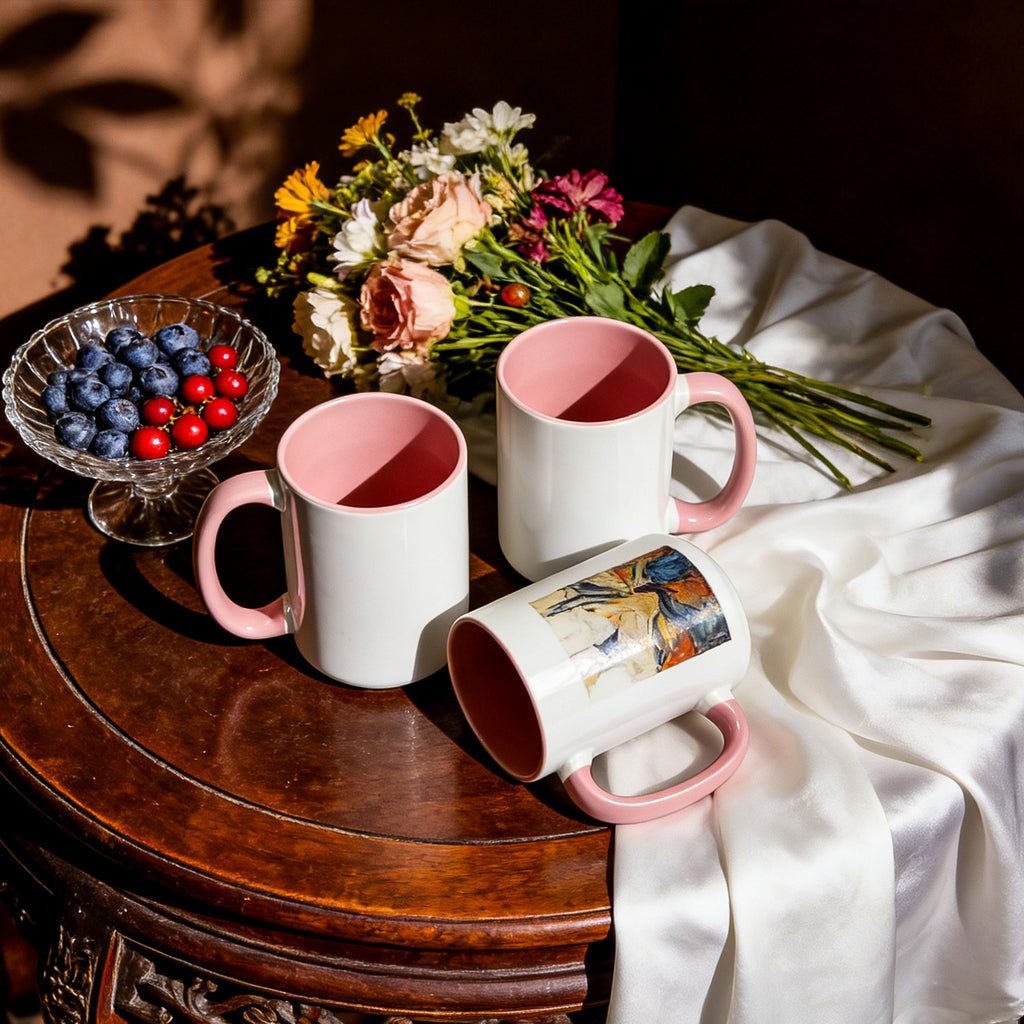 15oz Two-Tone Sublimation Mug Blanks with Colored Handle & Inner (Individual Box)
