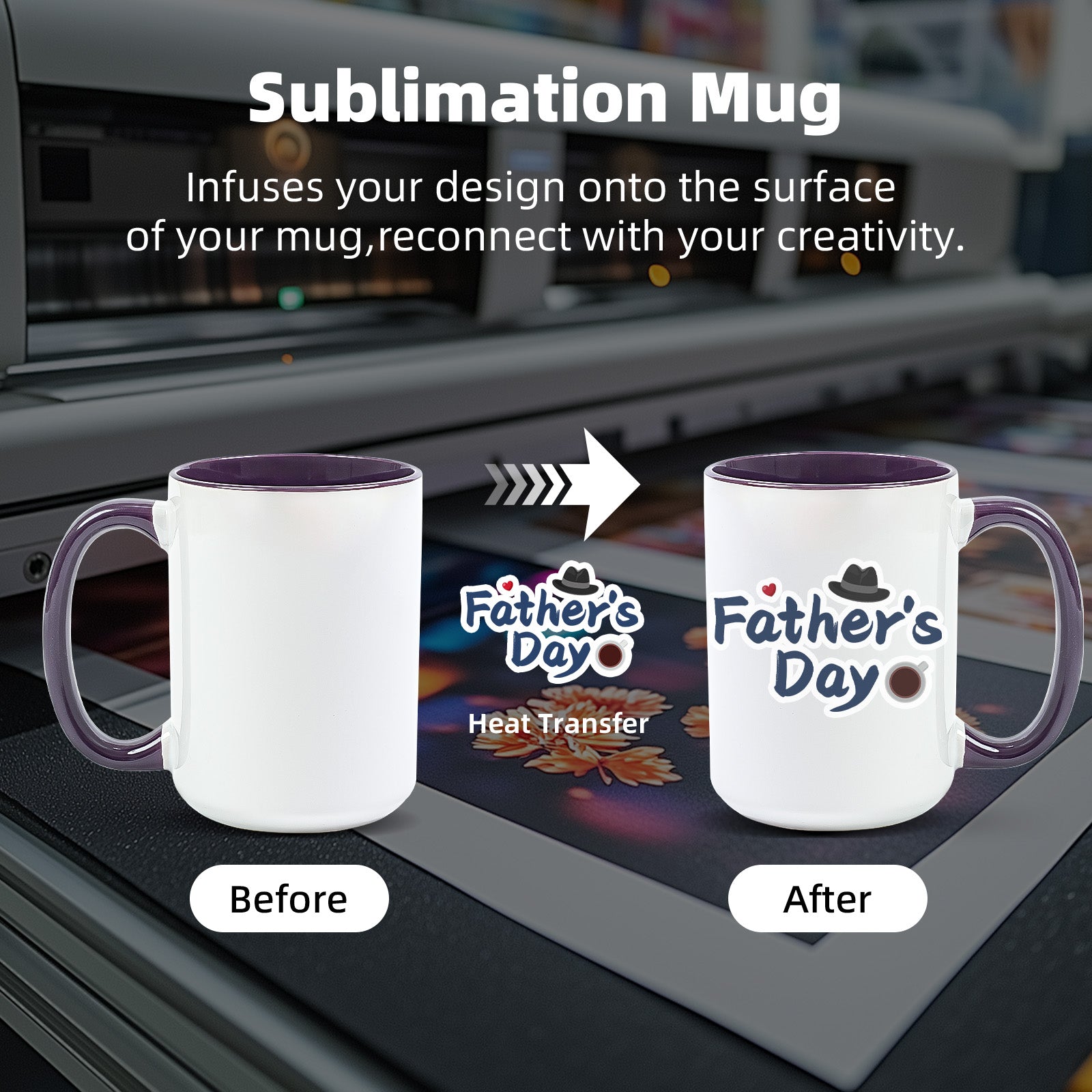 15oz Two-Tone Sublimation Mug Blanks with Colored Handle & Inner (Individual Box)