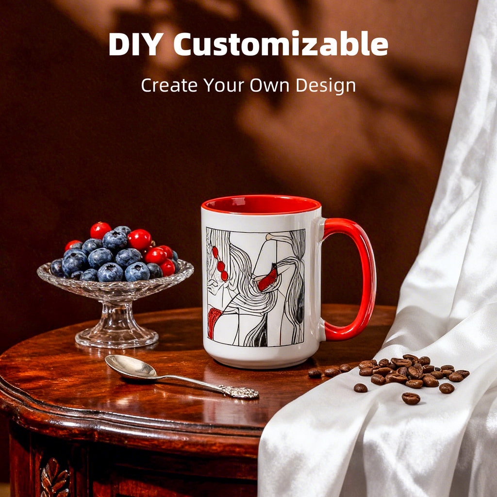 15oz Two-Tone Sublimation Mug Blanks with Colored Handle & Inner (Individual Box)