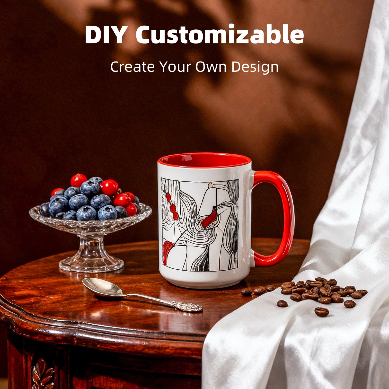 15oz Two-Tone Sublimation Mug Blanks with Colored Handle & Inner (Individual Box)