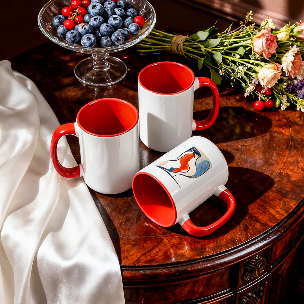 15oz Two-Tone Sublimation Mug Blanks with Colored Handle & Inner (Individual Box)