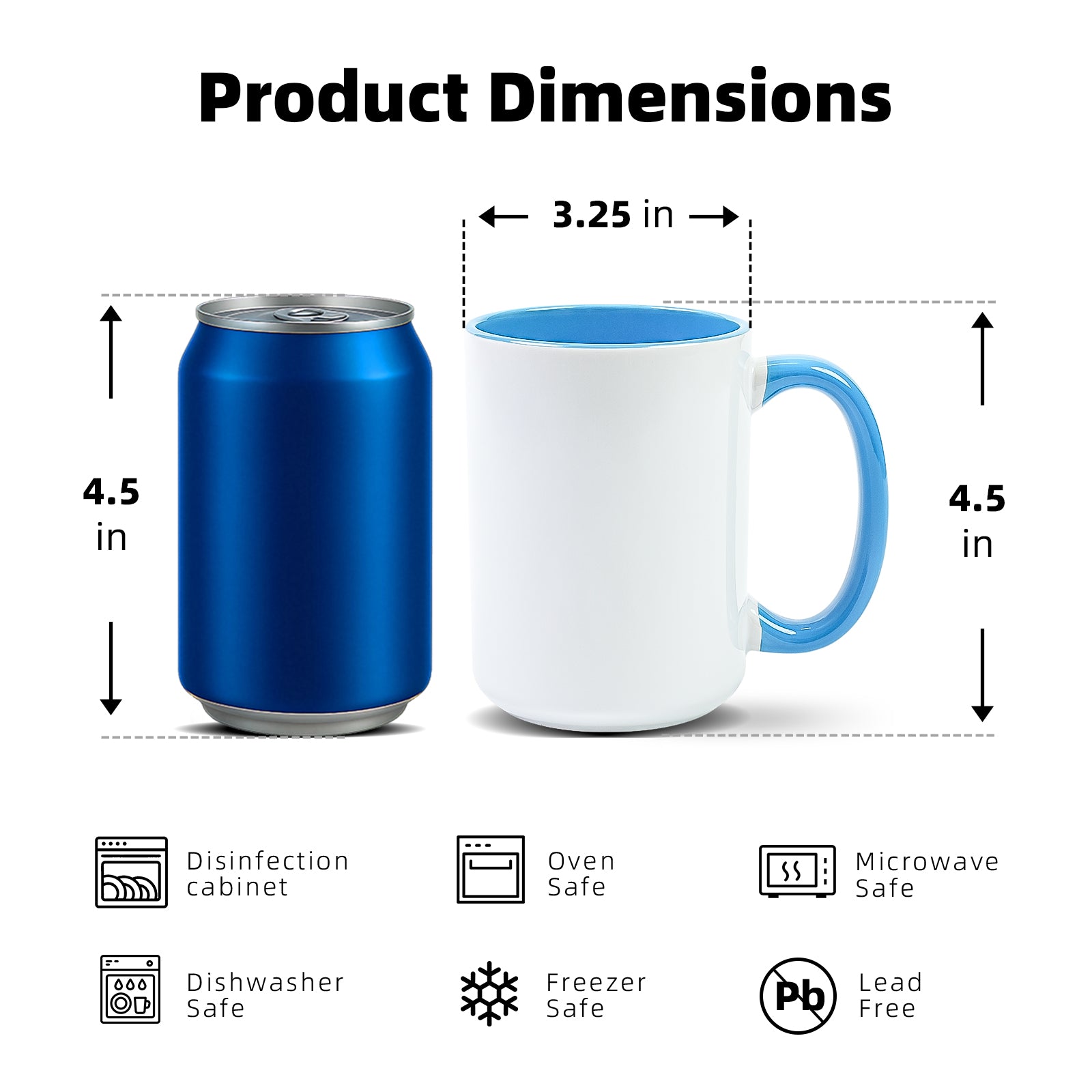 15oz Two-Tone Sublimation Mug Blanks with Colored Handle & Inner (Individual Box)