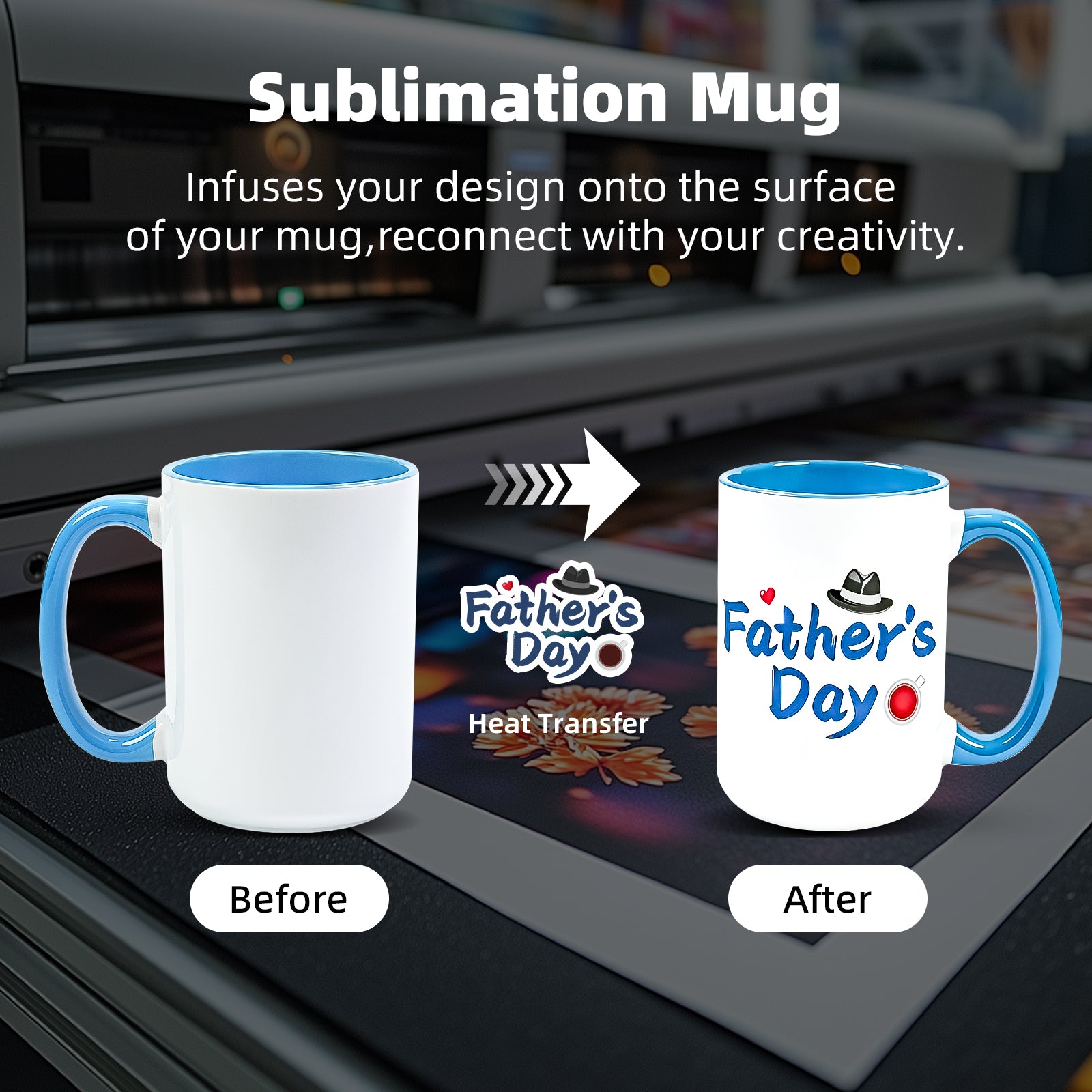 15oz Two-Tone Sublimation Mug Blanks with Colored Handle & Inner (Individual Box)