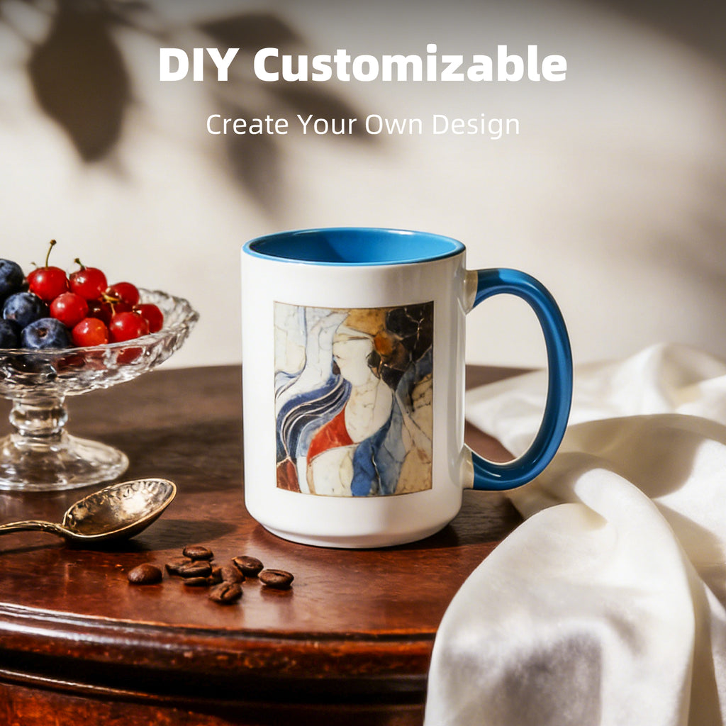 15oz Two-Tone Sublimation Mug Blanks with Colored Handle & Inner (Individual Box)