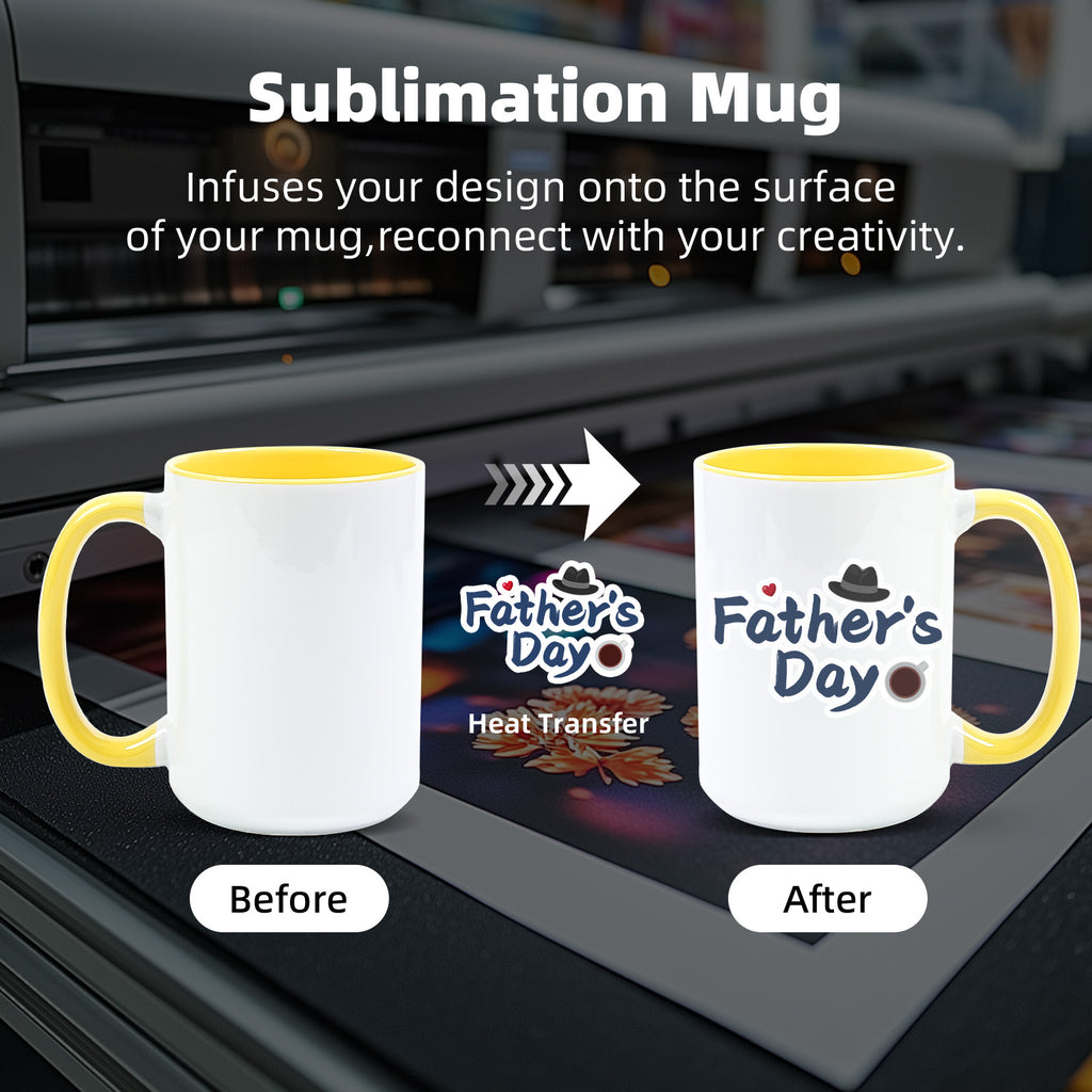 15oz Two-Tone Sublimation Mug Blanks with Colored Handle & Inner (Individual Box)