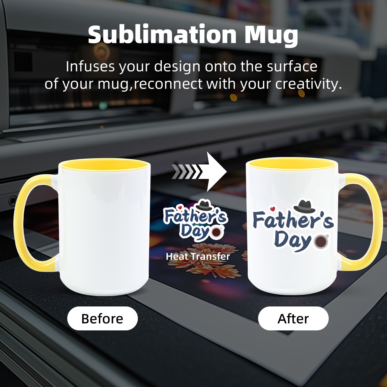 15oz Two-Tone Sublimation Mug Blanks with Colored Handle & Inner (Individual Box)