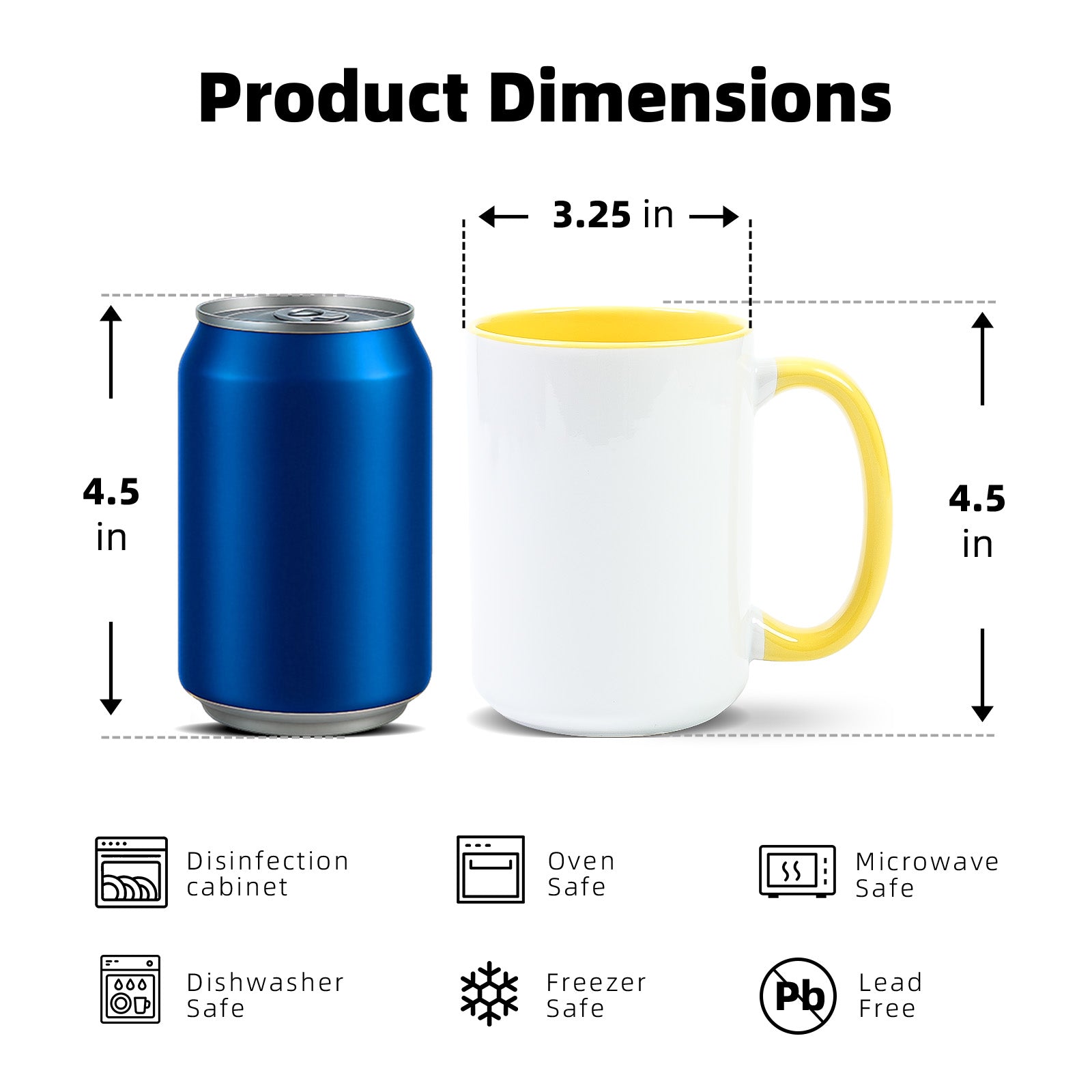 15oz Two-Tone Sublimation Mug Blanks with Colored Handle & Inner (Individual Box)